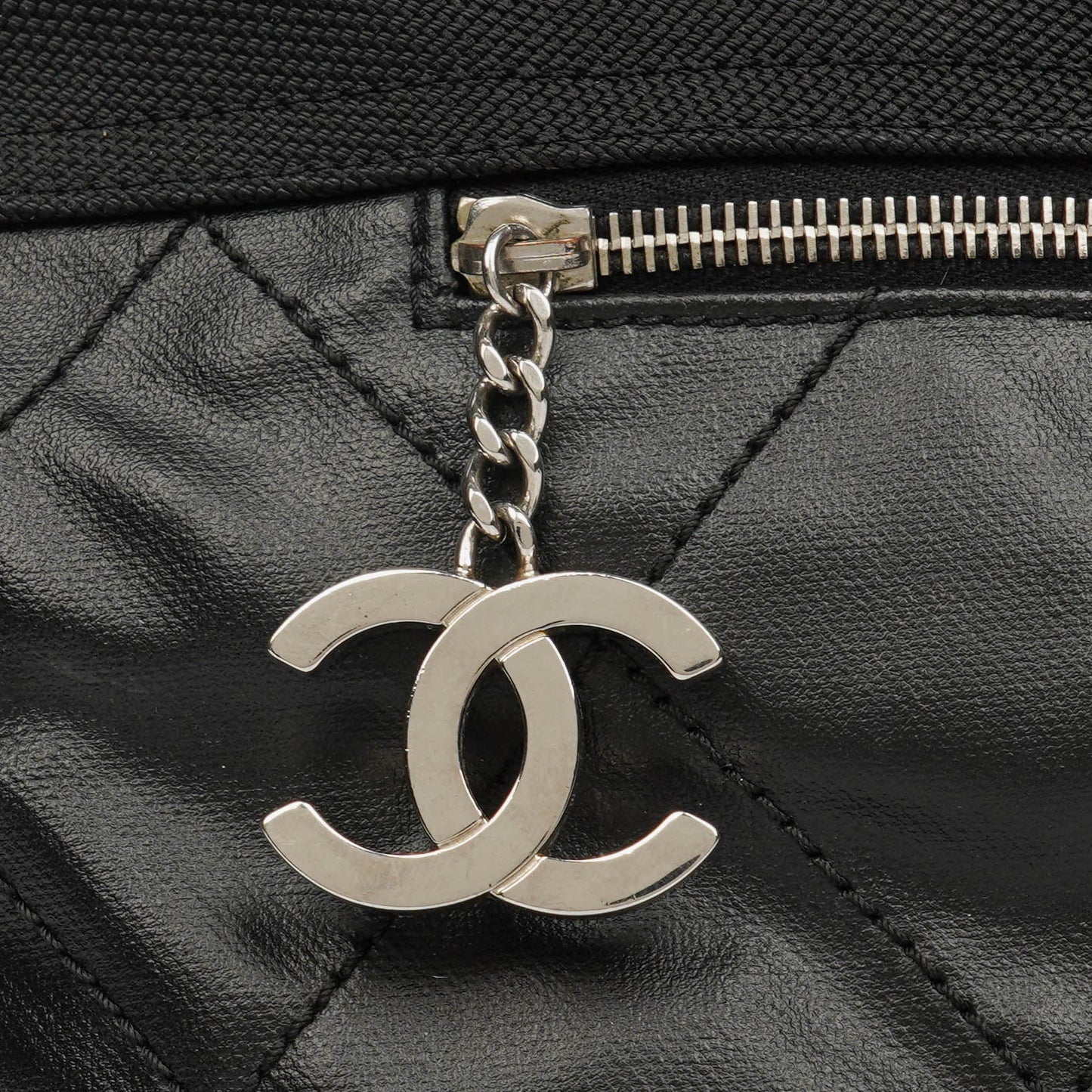 Chanel Black Biarritz Coated Canvas Quilted Large Duffle Bag