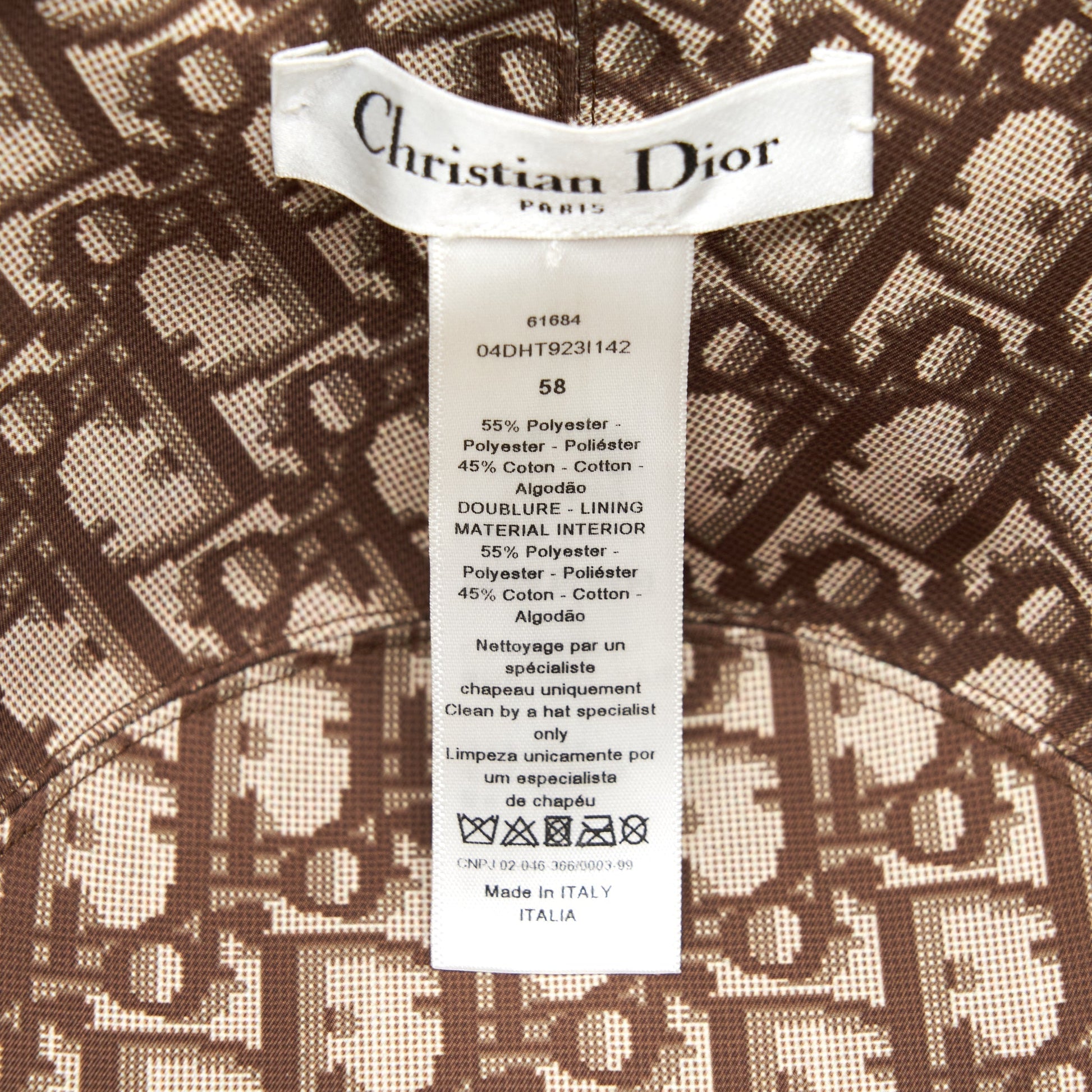 Dior Size 58 Reversible Bucket Hat