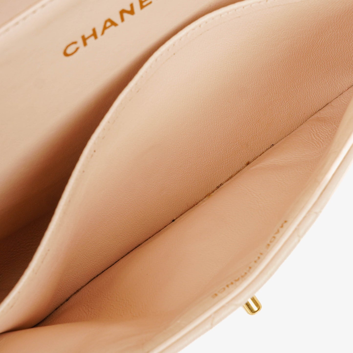 Chanel Double-Sided Flap Bag Beige Leather 24k Gold-Plated Hardware
