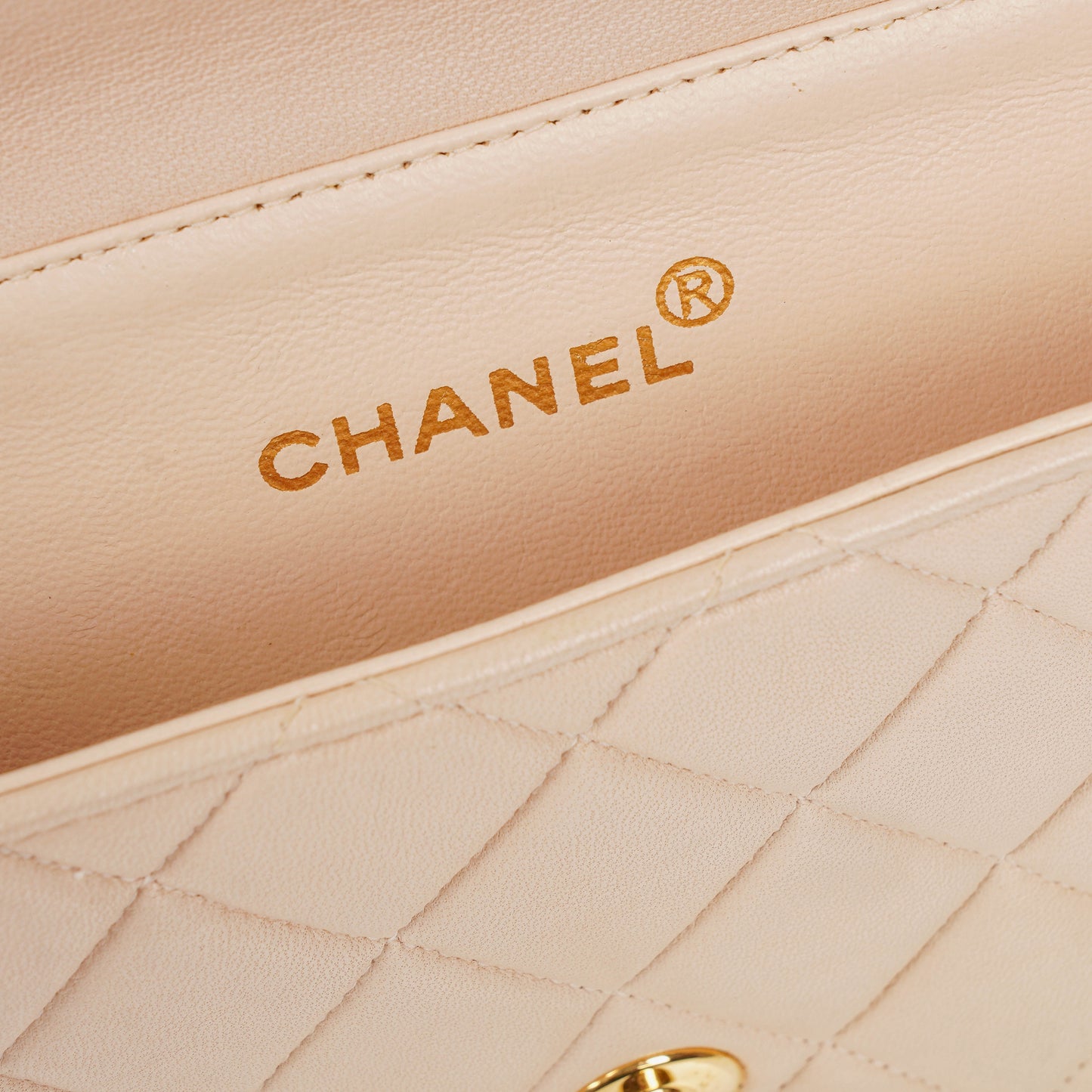 Chanel Double-Sided Flap Bag Beige Leather 24k Gold-Plated Hardware