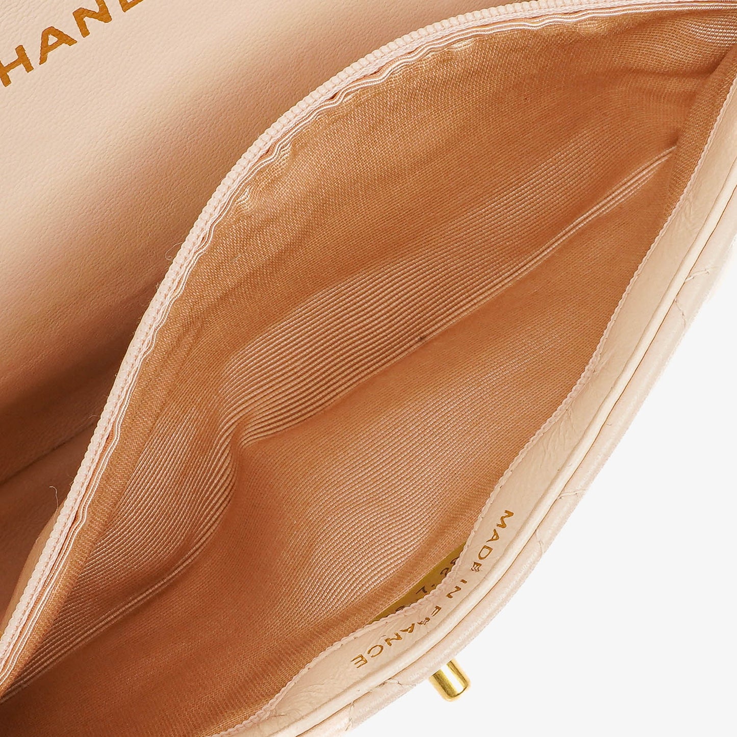 Chanel Double-Sided Flap Bag Beige Leather 24k Gold-Plated Hardware
