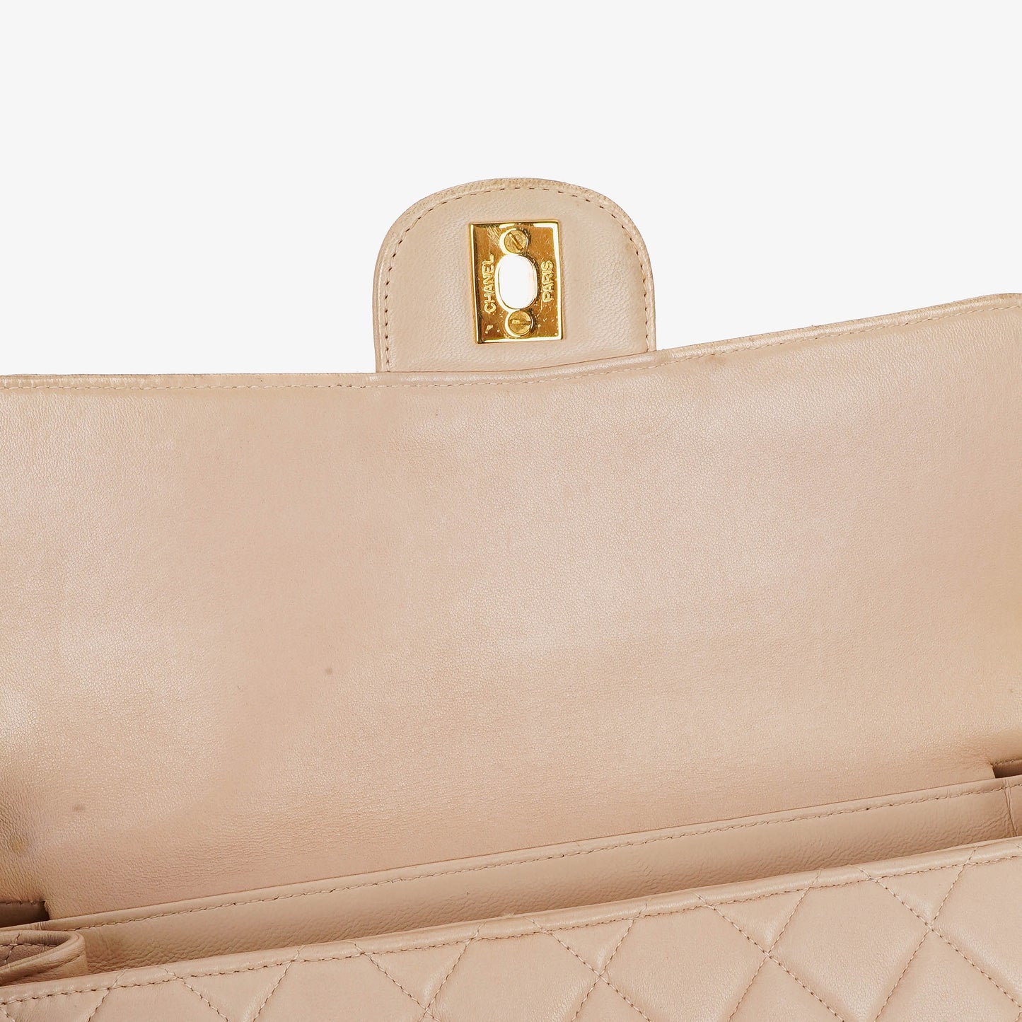 Chanel Double-Sided Flap Bag Beige Leather 24k Gold-Plated Hardware