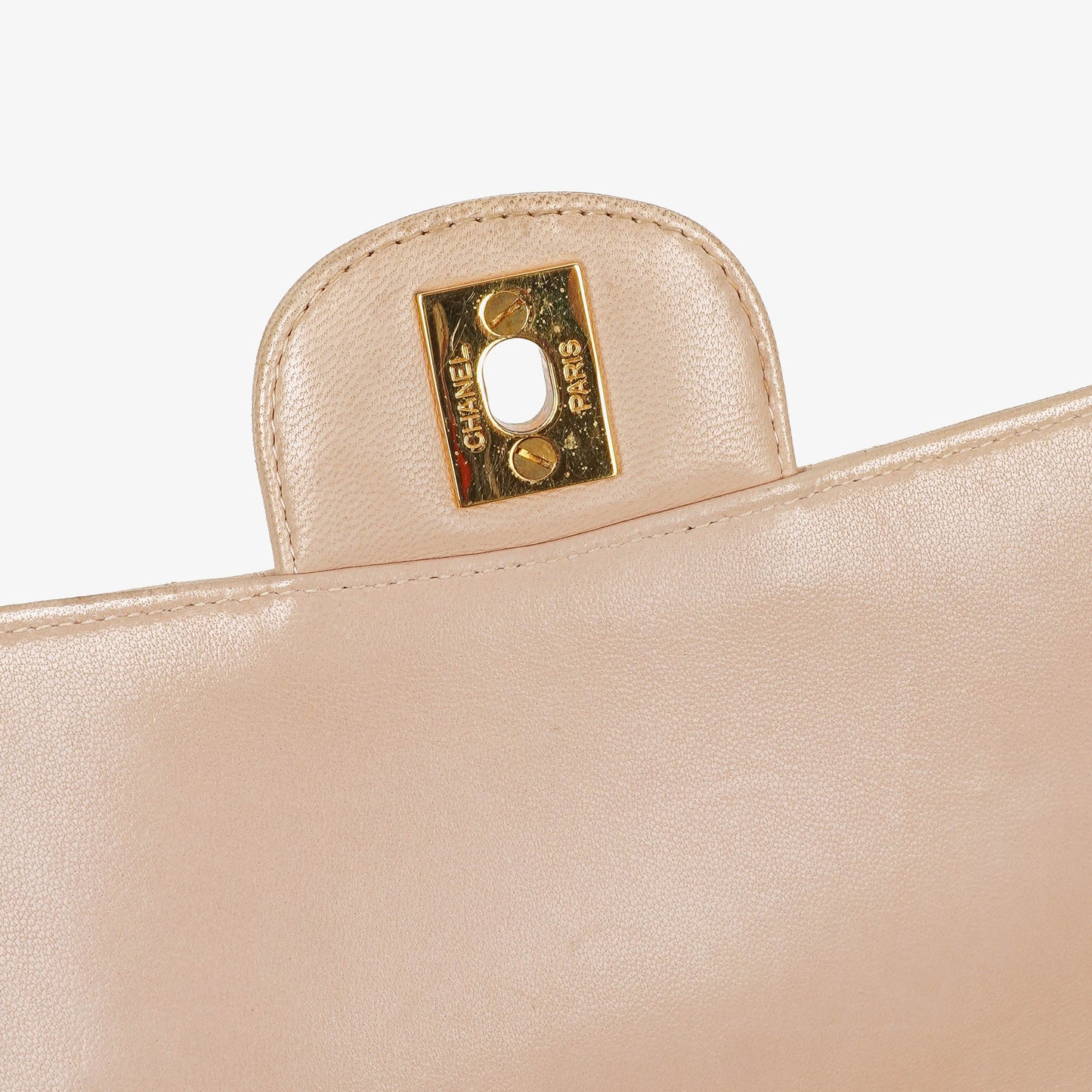 Chanel Double-Sided Flap Bag Beige Leather 24k Gold-Plated Hardware