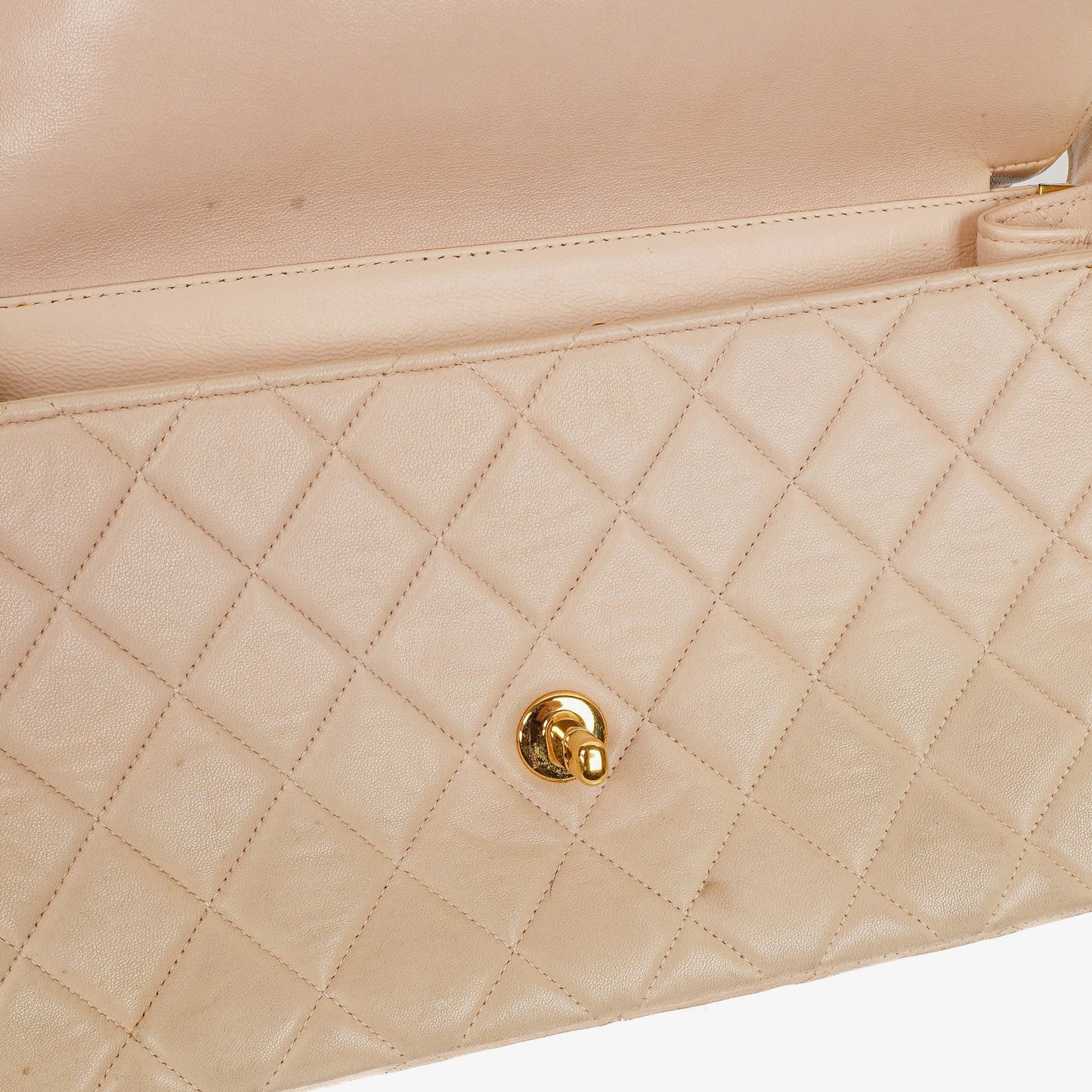 Chanel Double-Sided Flap Bag Beige Leather 24k Gold-Plated Hardware
