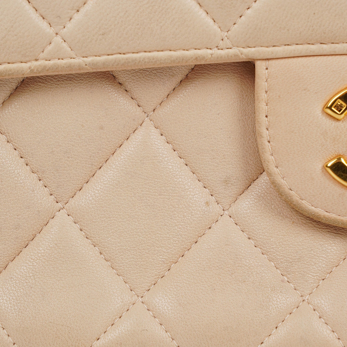Chanel Double-Sided Flap Bag Beige Leather 24k Gold-Plated Hardware