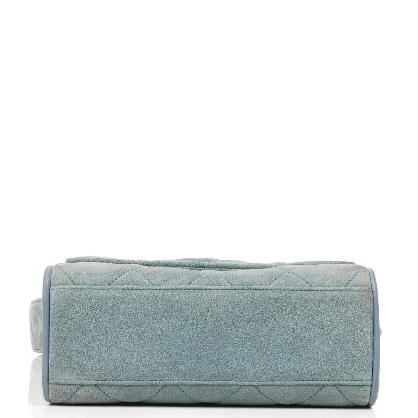 Chanel Small CC Flap Crossbody Bag In Light Blue Quilted Suede