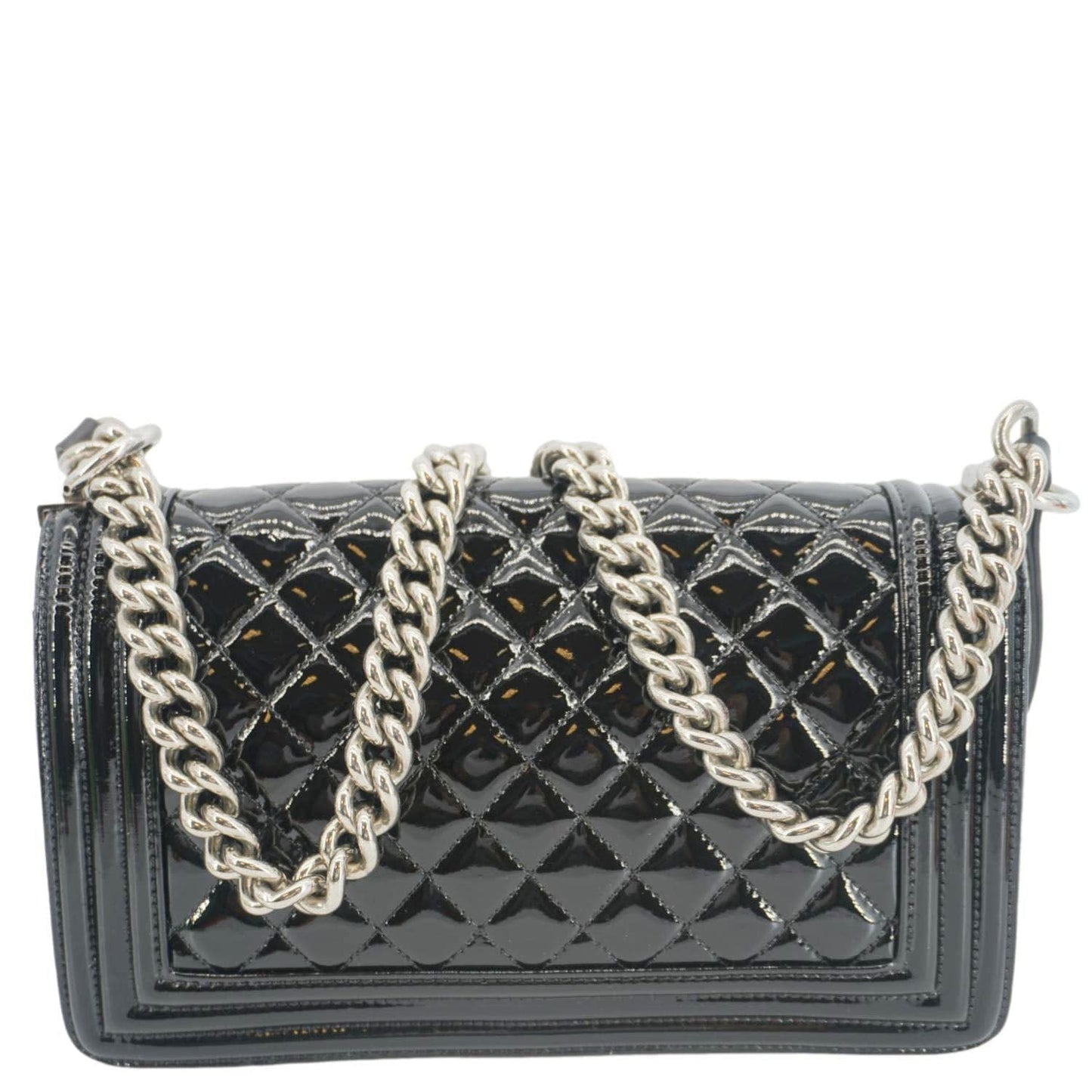 CHANEL Boy Flap Medium Plexiglass Patent Leather Crossbody Bag Black