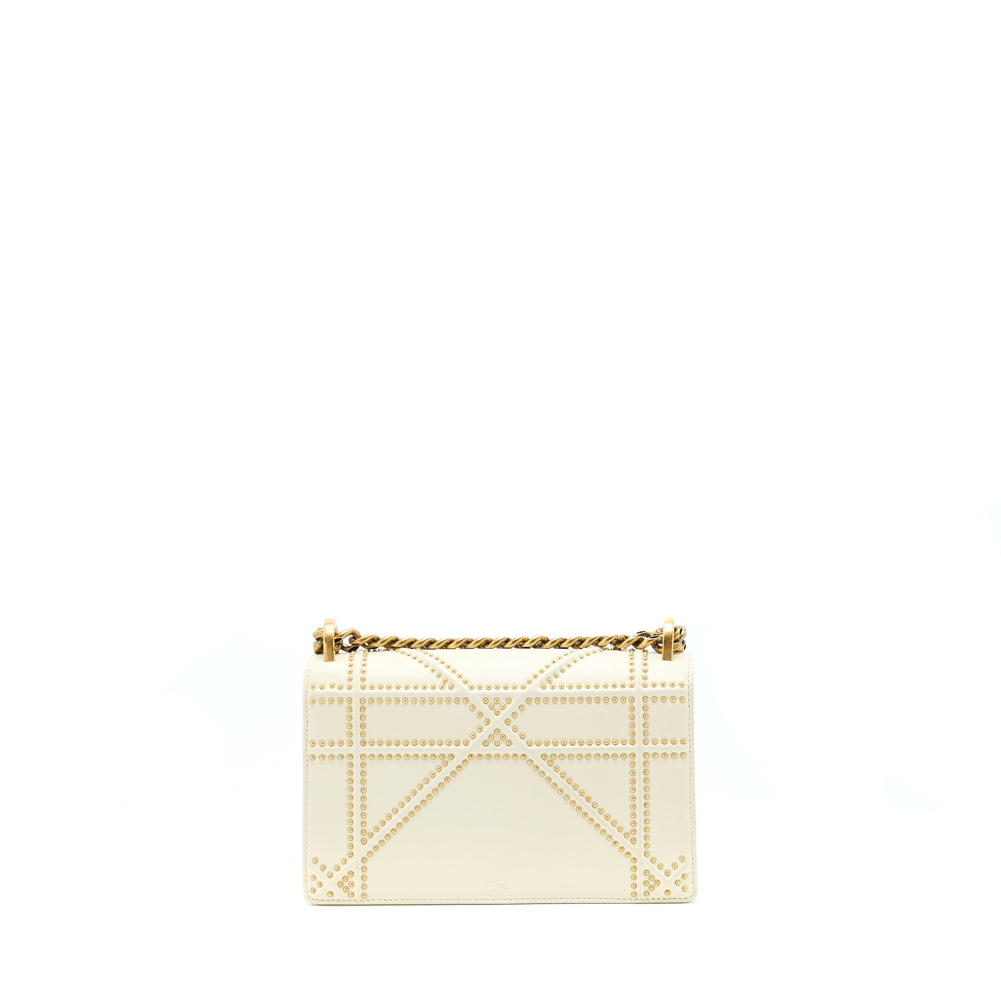 Dior Small Diorama Rockstud Crossbody Purse Lambskin White