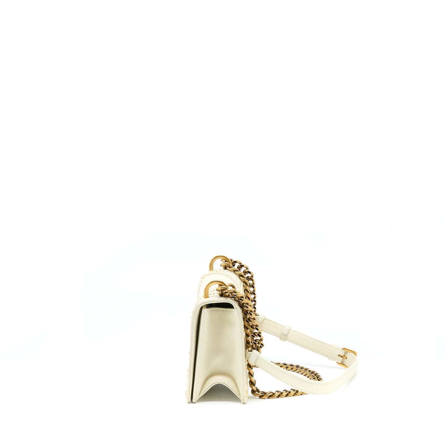Dior Small Diorama Rockstud Crossbody Purse Lambskin White