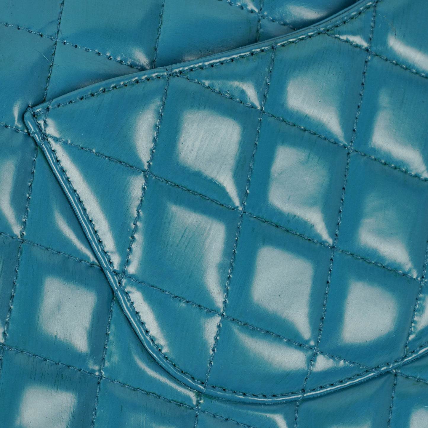 Chanel Medium Clasic Double Flap Blue Patent Quilted Leather With Silver-tone Hardware