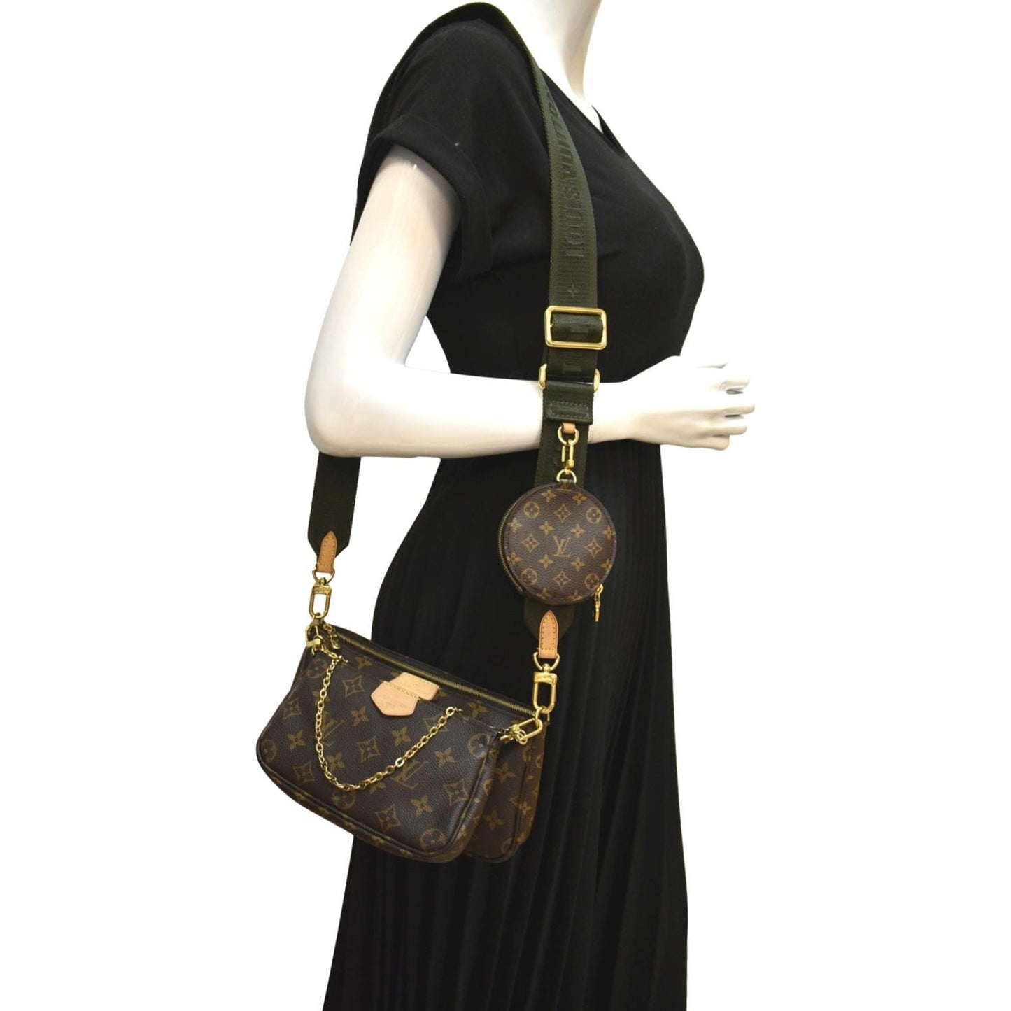 LOUIS VUITTON Multi Pochette Accessoires Monogram Canvas Shoulder Bag Khaki