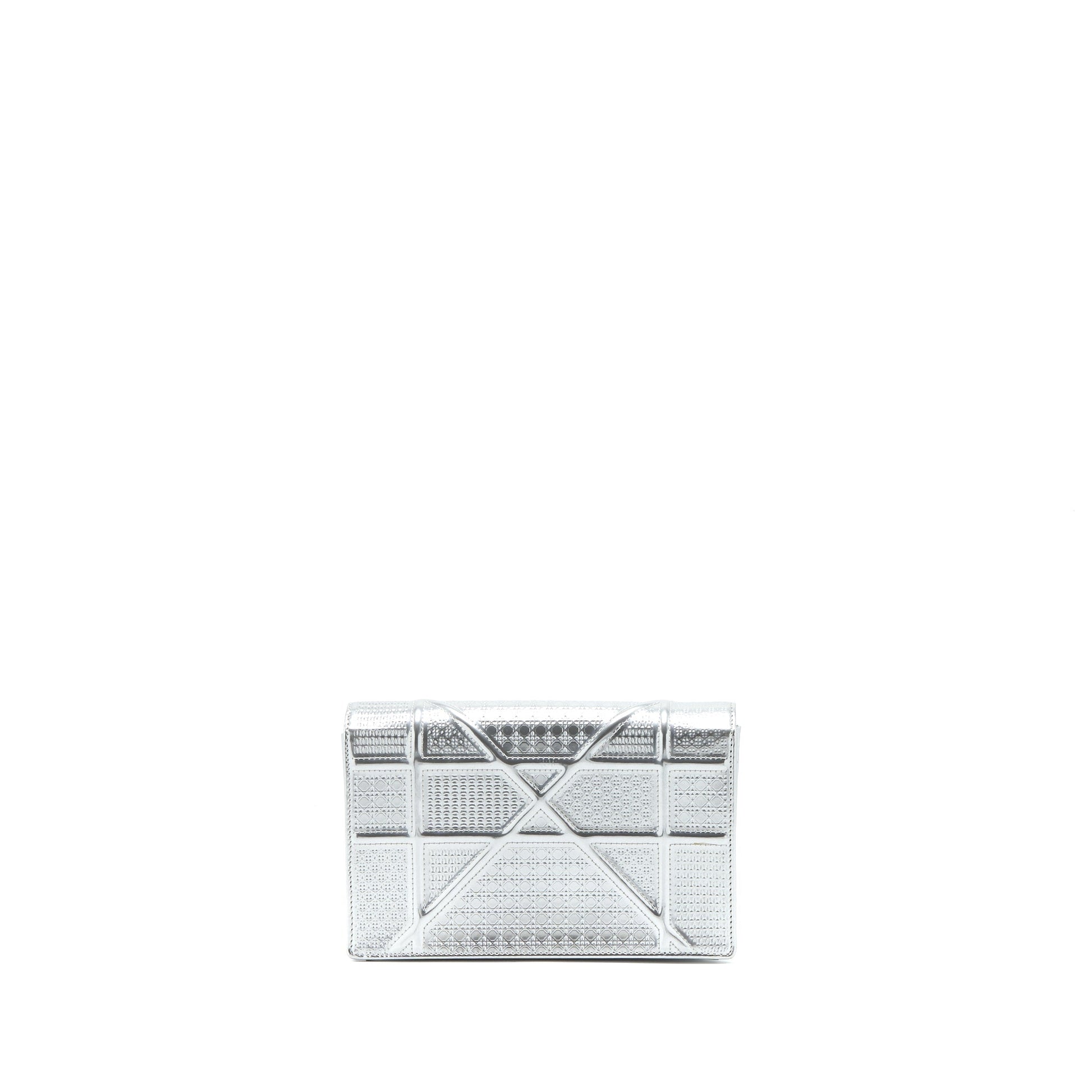 Dior Diorama Wallet On Chain Patent Metallic Silver