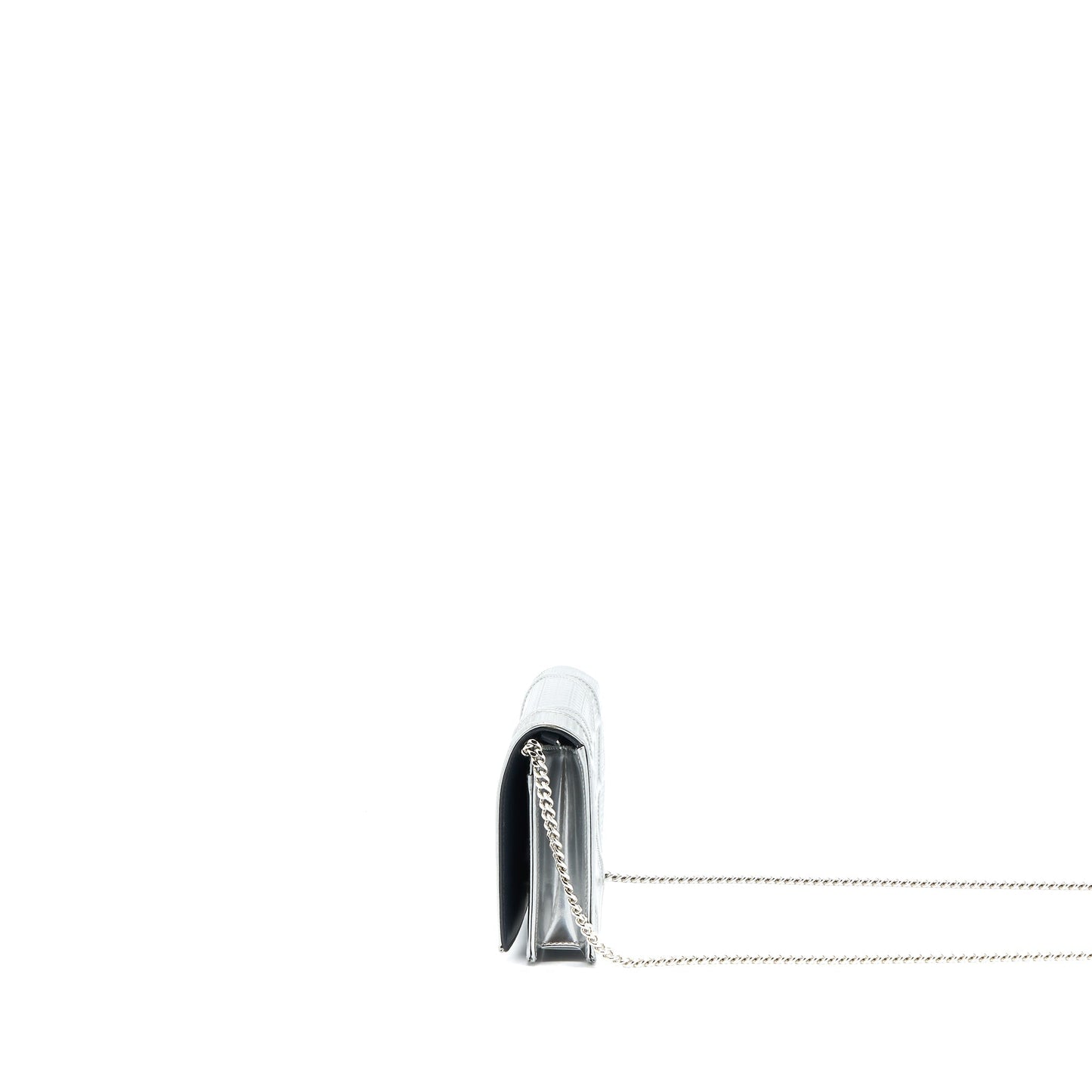 Dior Diorama Wallet On Chain Patent Metallic Silver