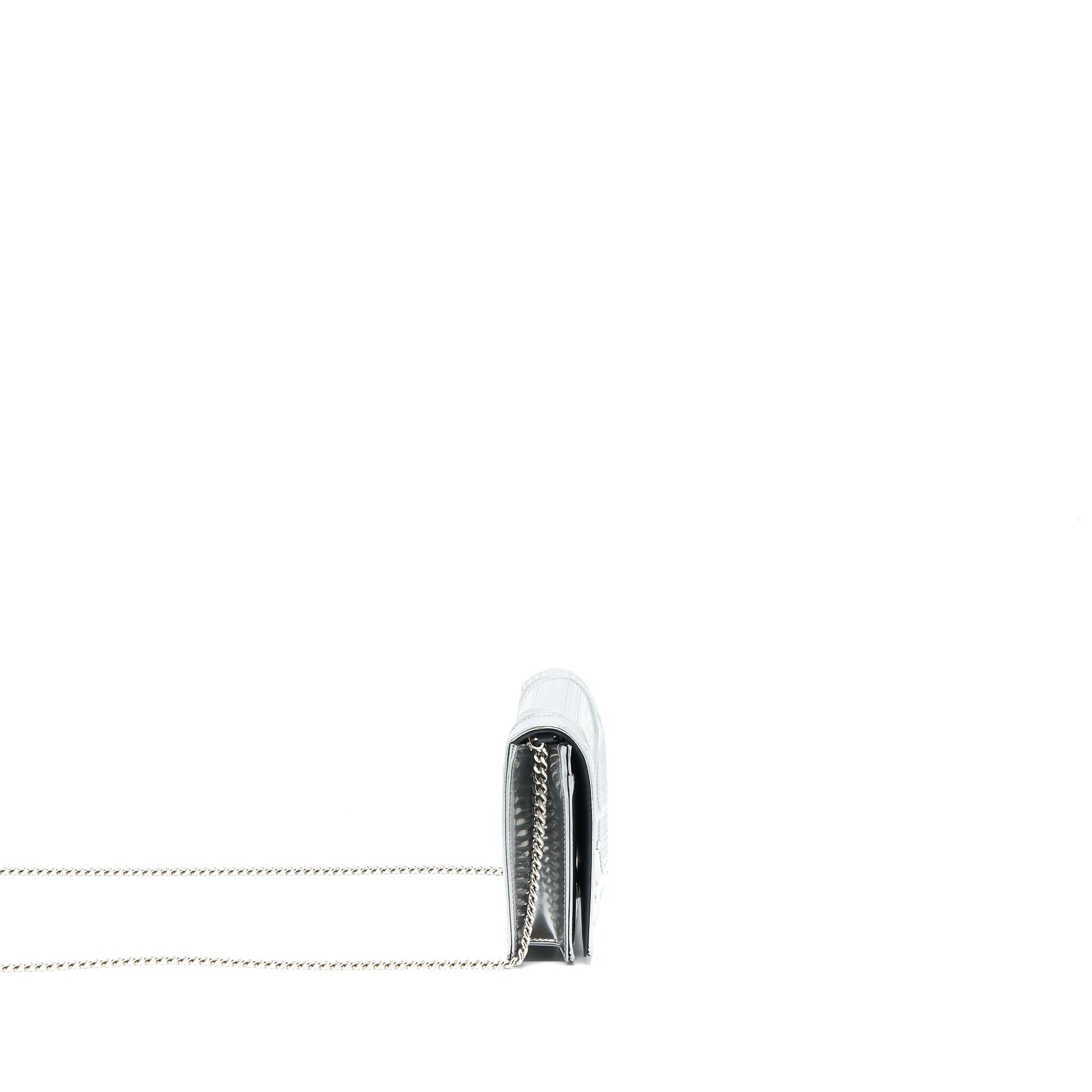 Dior Diorama Wallet On Chain Patent Metallic Silver