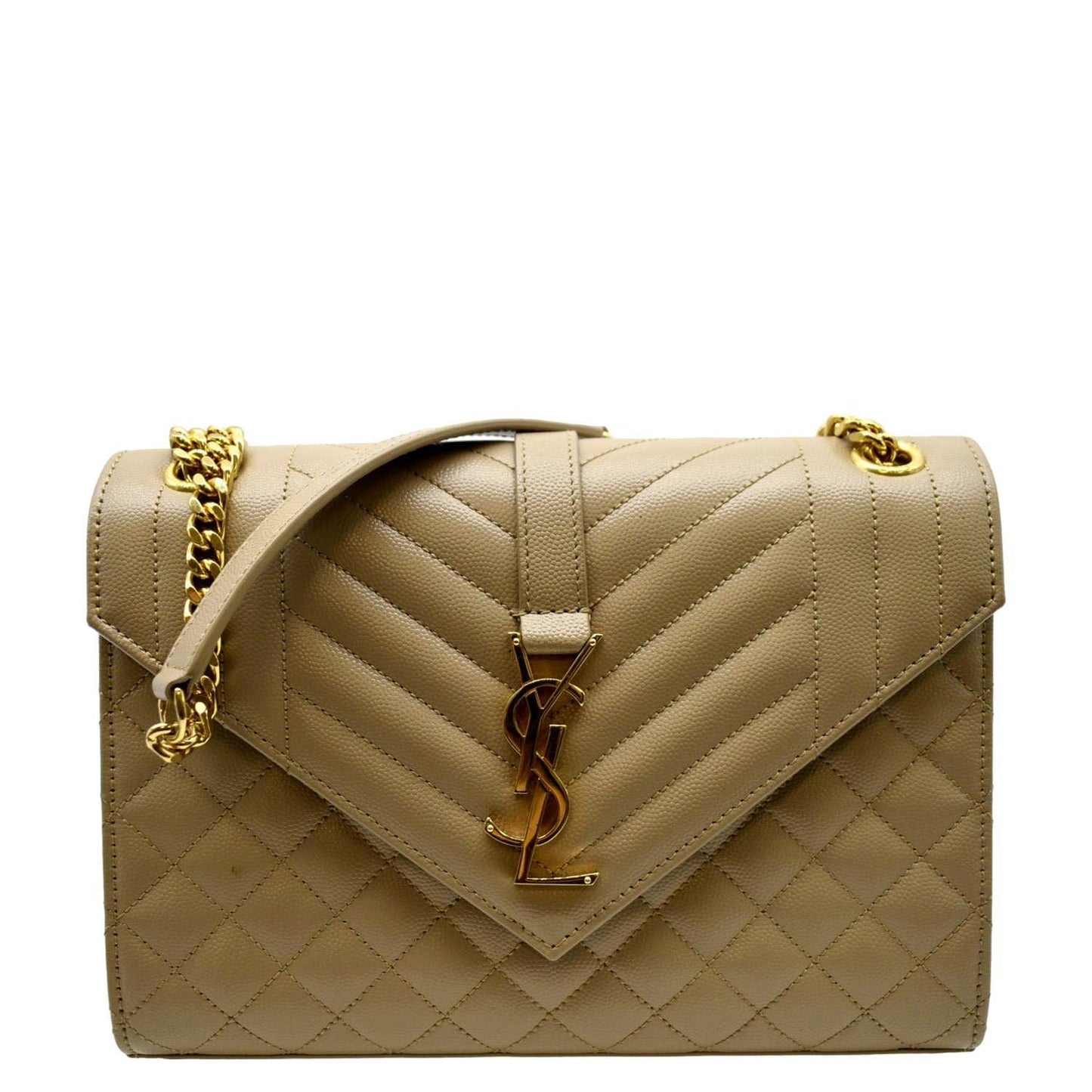 Saint Laurent Envelope Leather Beige Shoulder Bag Leather