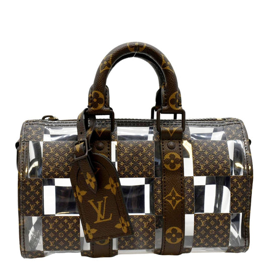 LOUIS VUITTON Chess Keepall 25 Monogram Canvas Satchel Bag Brown