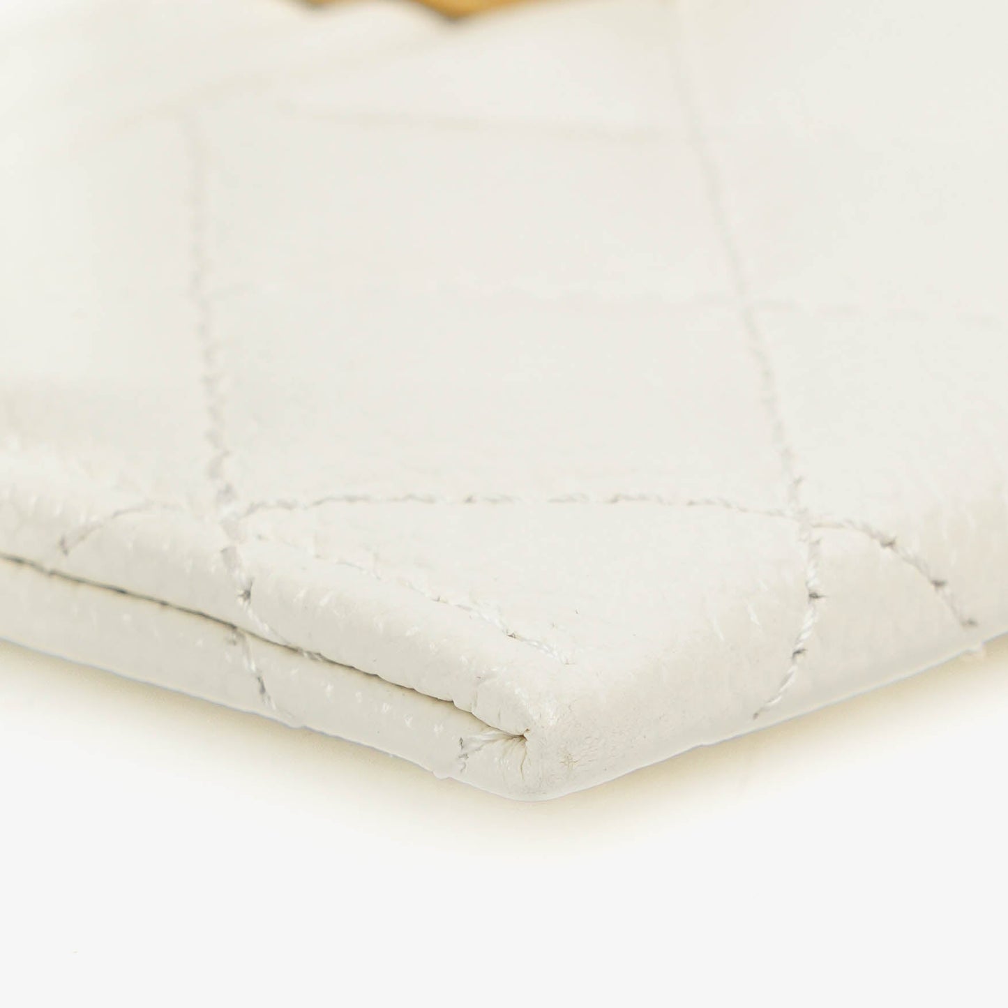 Chanel Boy White Caviar Quilted Card Holder