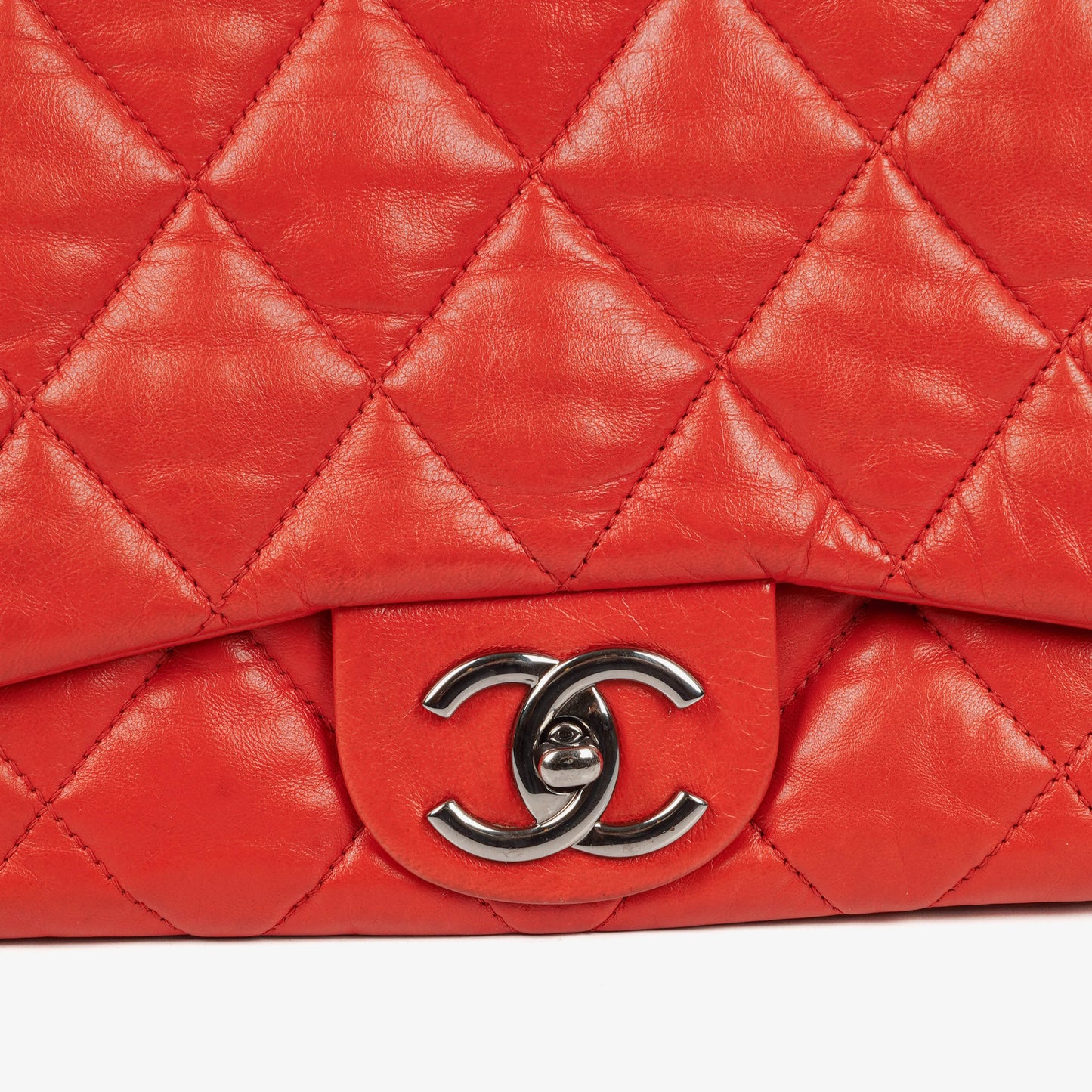 Chanel Red Quilted Leather Accordion Single Flap Bag