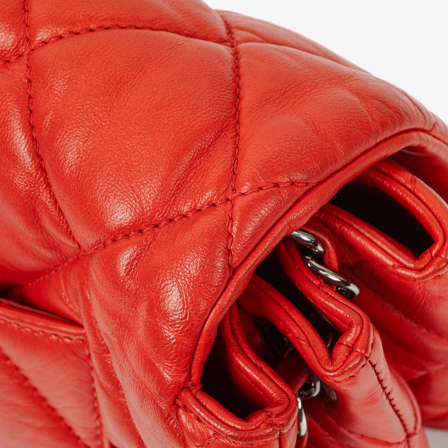 Chanel Red Quilted Leather Accordion Single Flap Bag