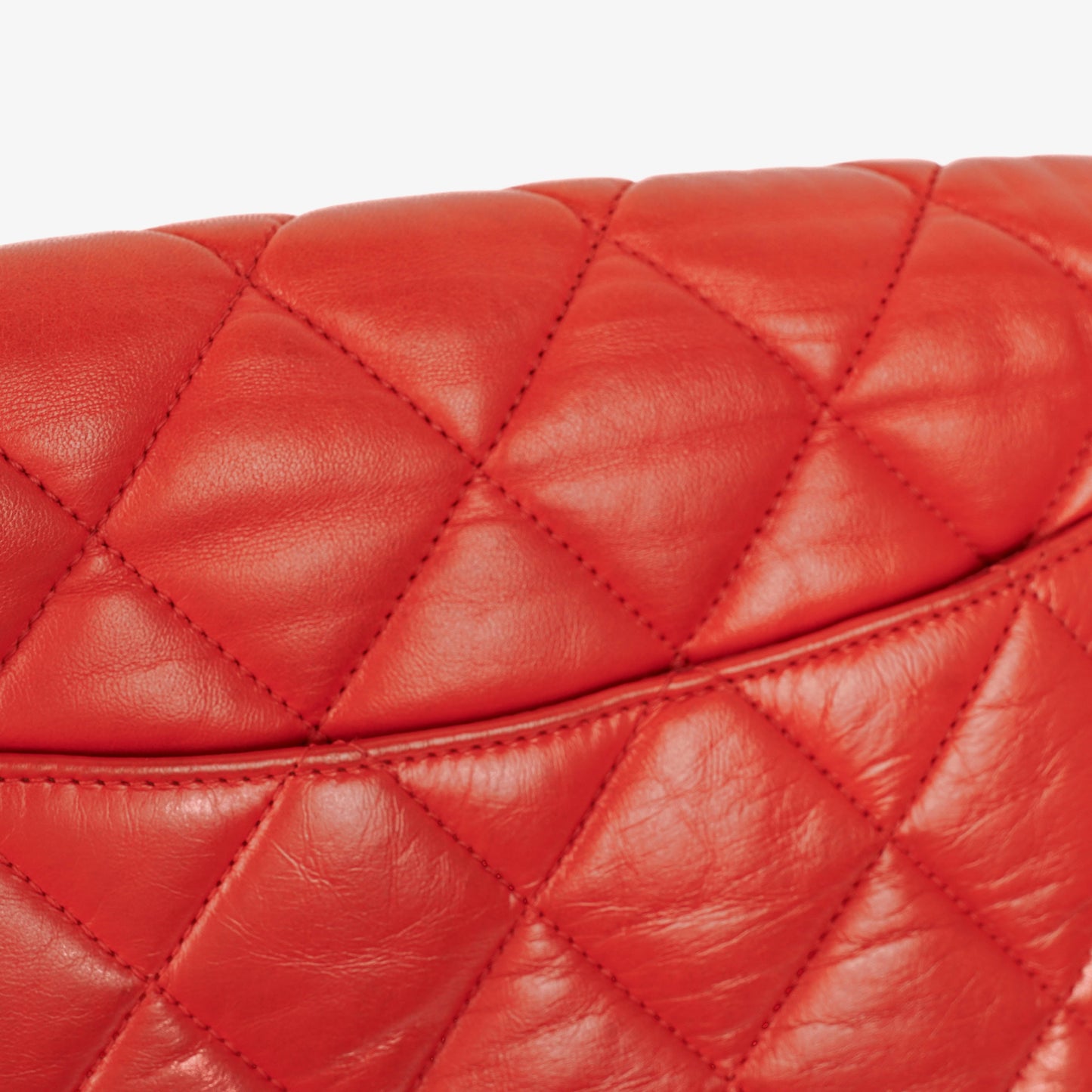 Chanel Red Quilted Leather Accordion Single Flap Bag