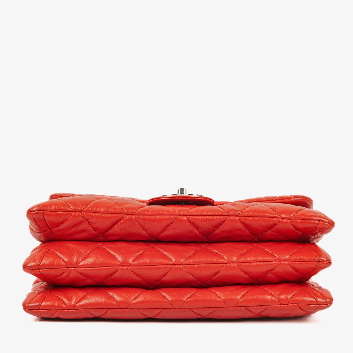 Chanel Red Quilted Leather Accordion Single Flap Bag