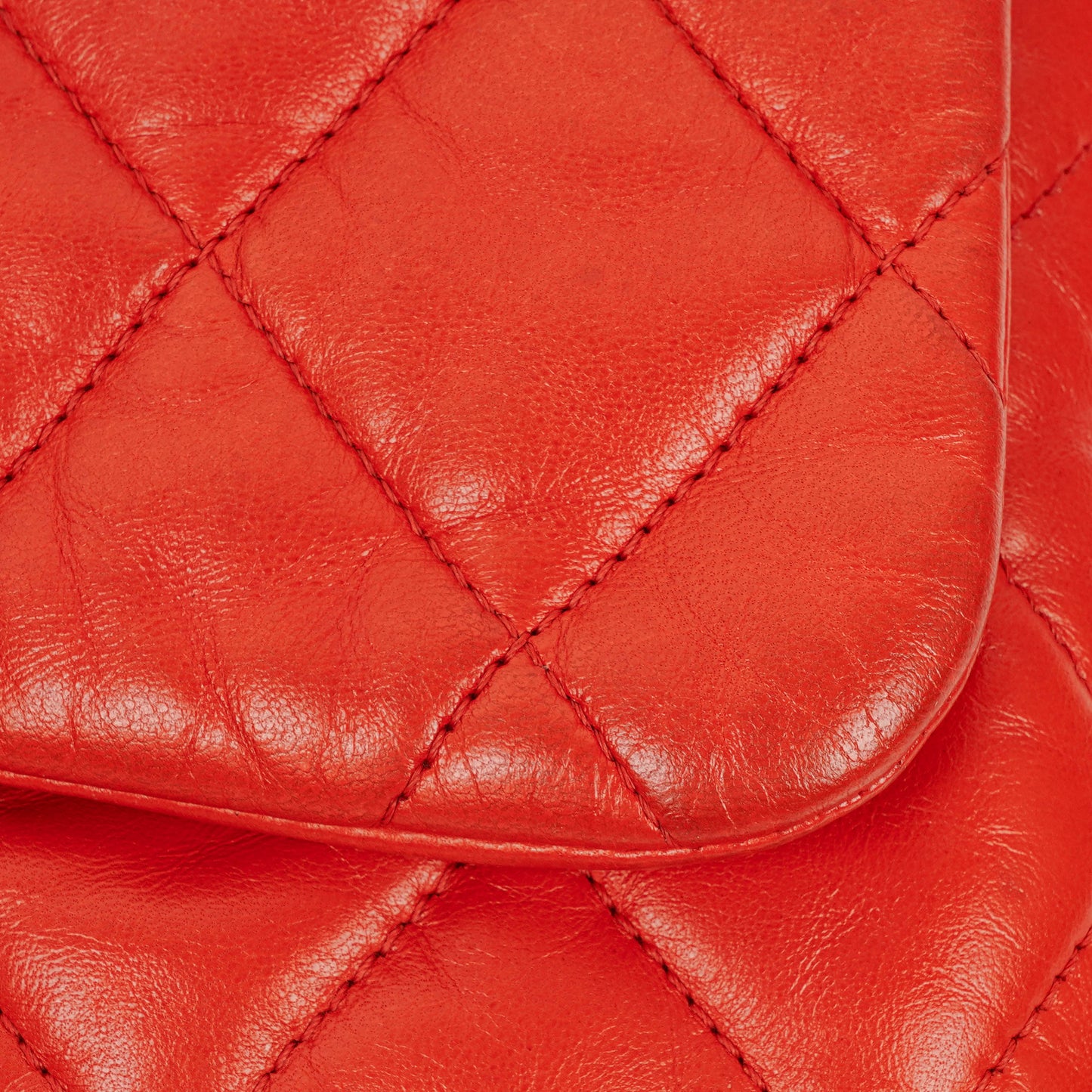 Chanel Red Quilted Leather Accordion Single Flap Bag
