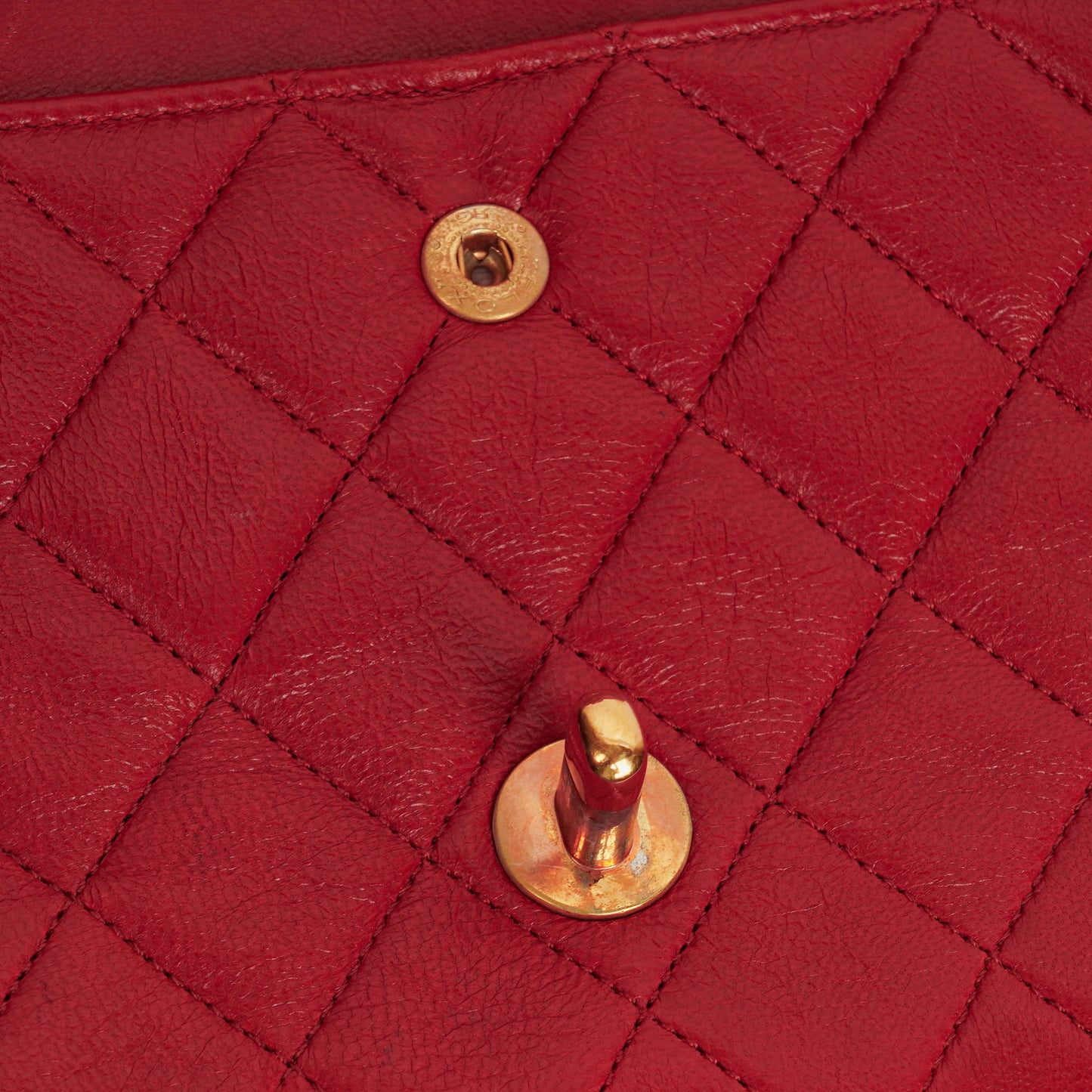 Chanel  Classic Double Flap Bag in Quilted Red Lambskin with 24K Gold-Plated Hardware