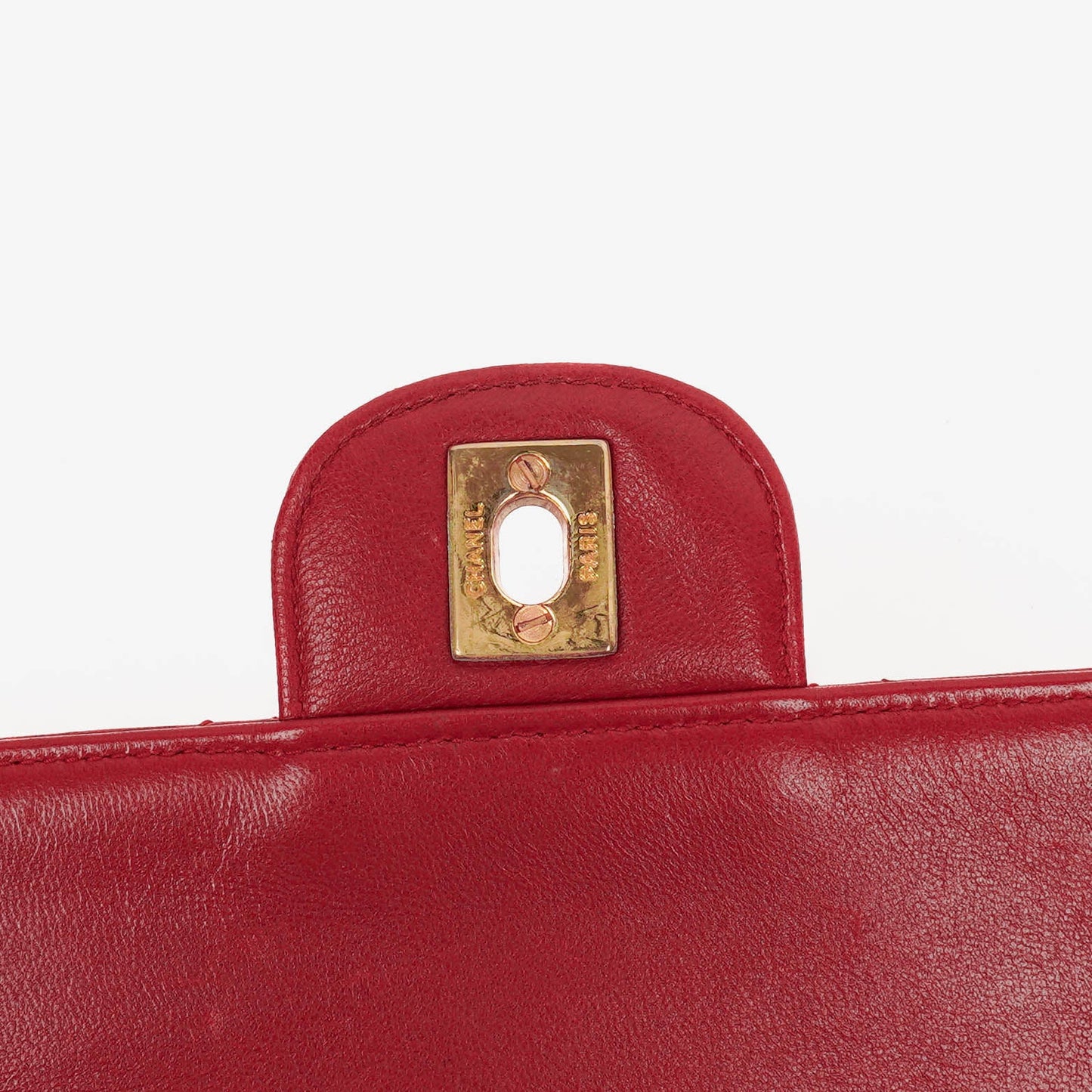 Chanel  Classic Double Flap Bag in Quilted Red Lambskin with 24K Gold-Plated Hardware