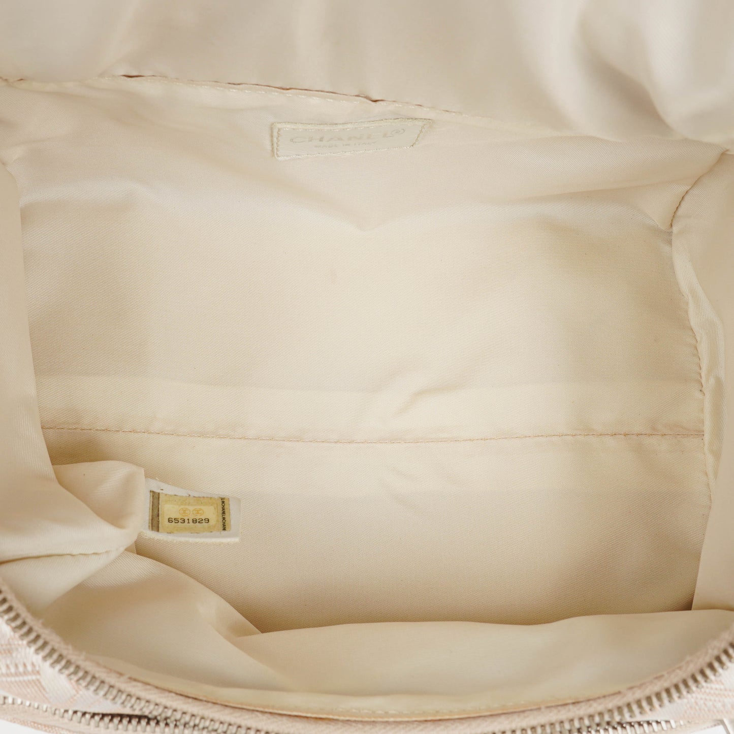 Chanel Beige Nylon CC Logo Travel Line Canvas Vanity Bag