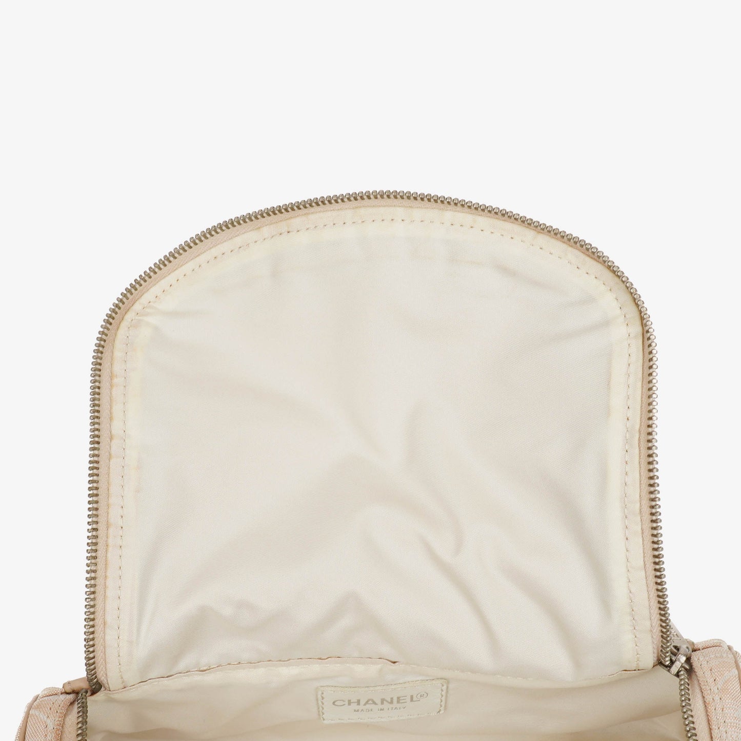 Chanel Beige Nylon CC Logo Travel Line Canvas Vanity Bag