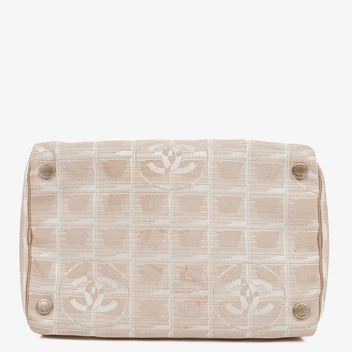 Chanel Beige Nylon CC Logo Travel Line Canvas Vanity Bag