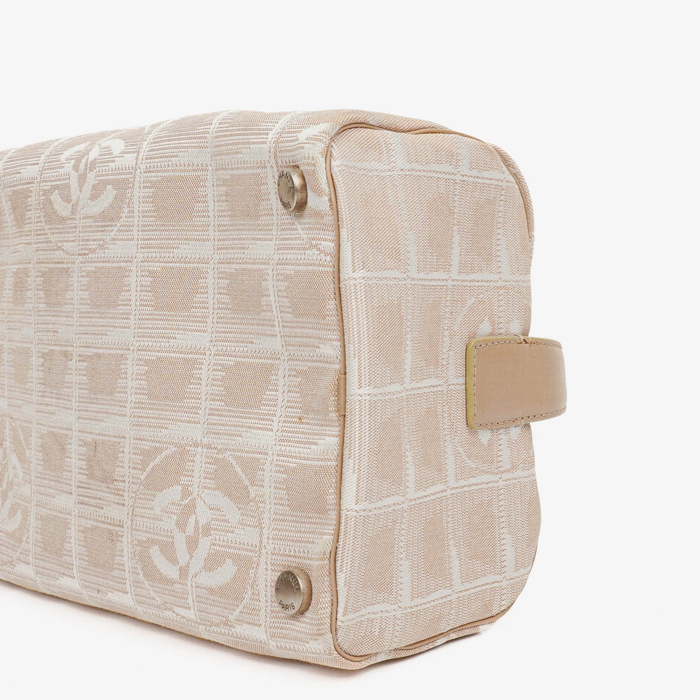 Chanel Beige Nylon CC Logo Travel Line Canvas Vanity Bag