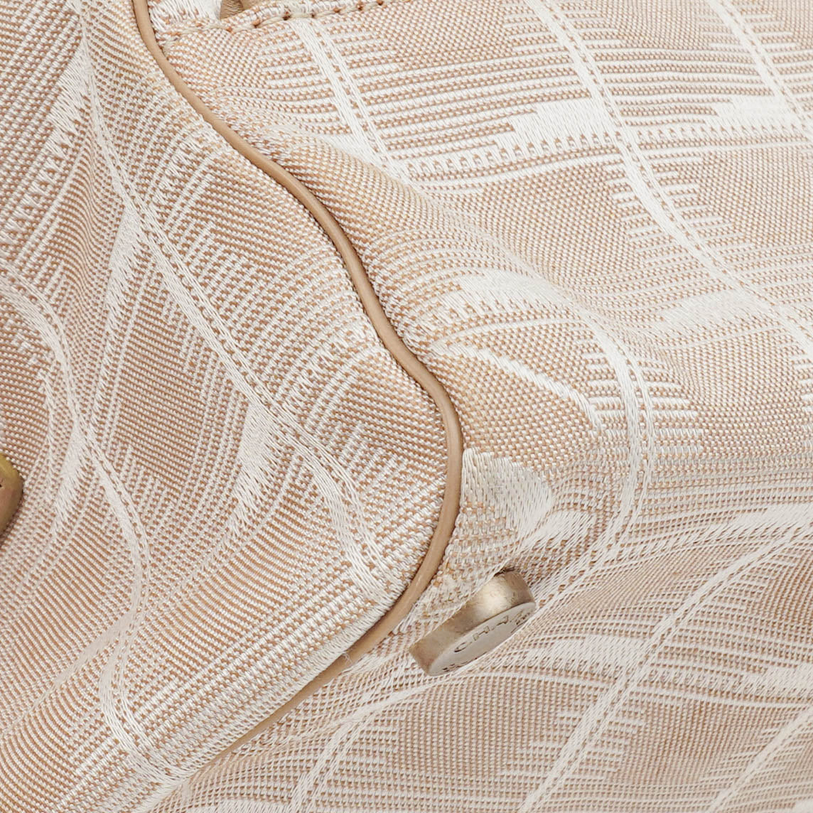 Chanel Beige Nylon CC Logo Travel Line Canvas Vanity Bag