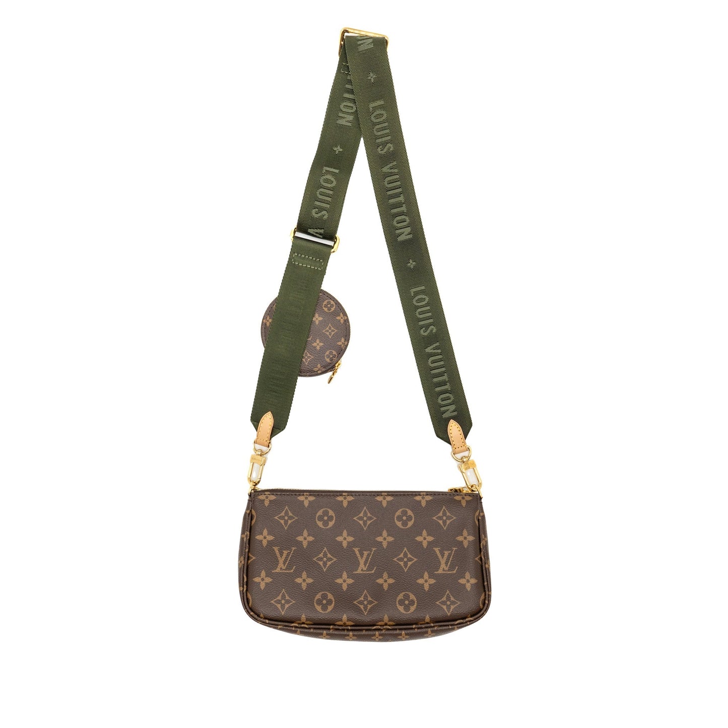 LOUIS VUITTON Multi Pochette Accessories Khaki Strap Monogram Canvas GHW