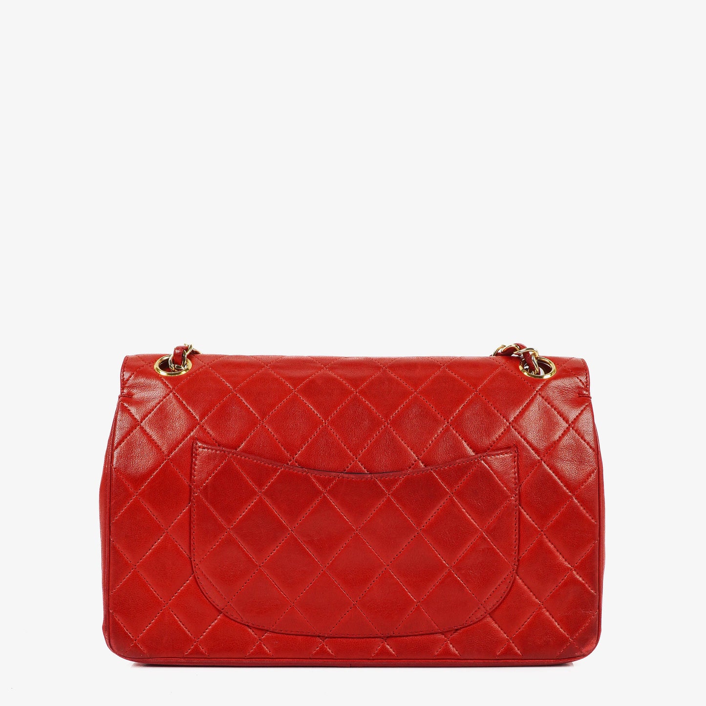 Chanel  Classic Medium Double Flap Bag in Quilted Red Lambskin with 24-karat Gold-Plated Hardware