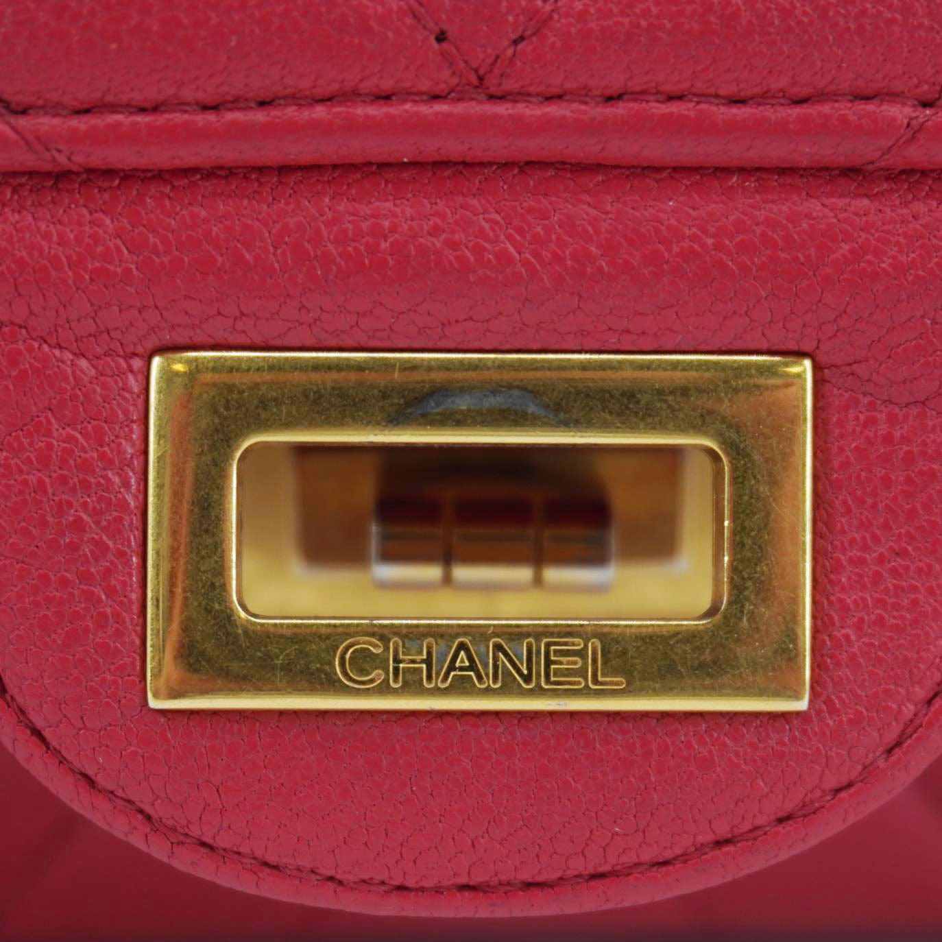 CHANEL 2.55 Reissue Double Flap Chevron Leather Shoulder Bag Pink