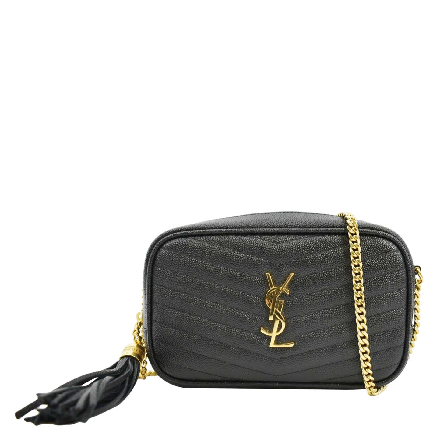 Saint Laurent Lou Leather Black Crossbody Style 25