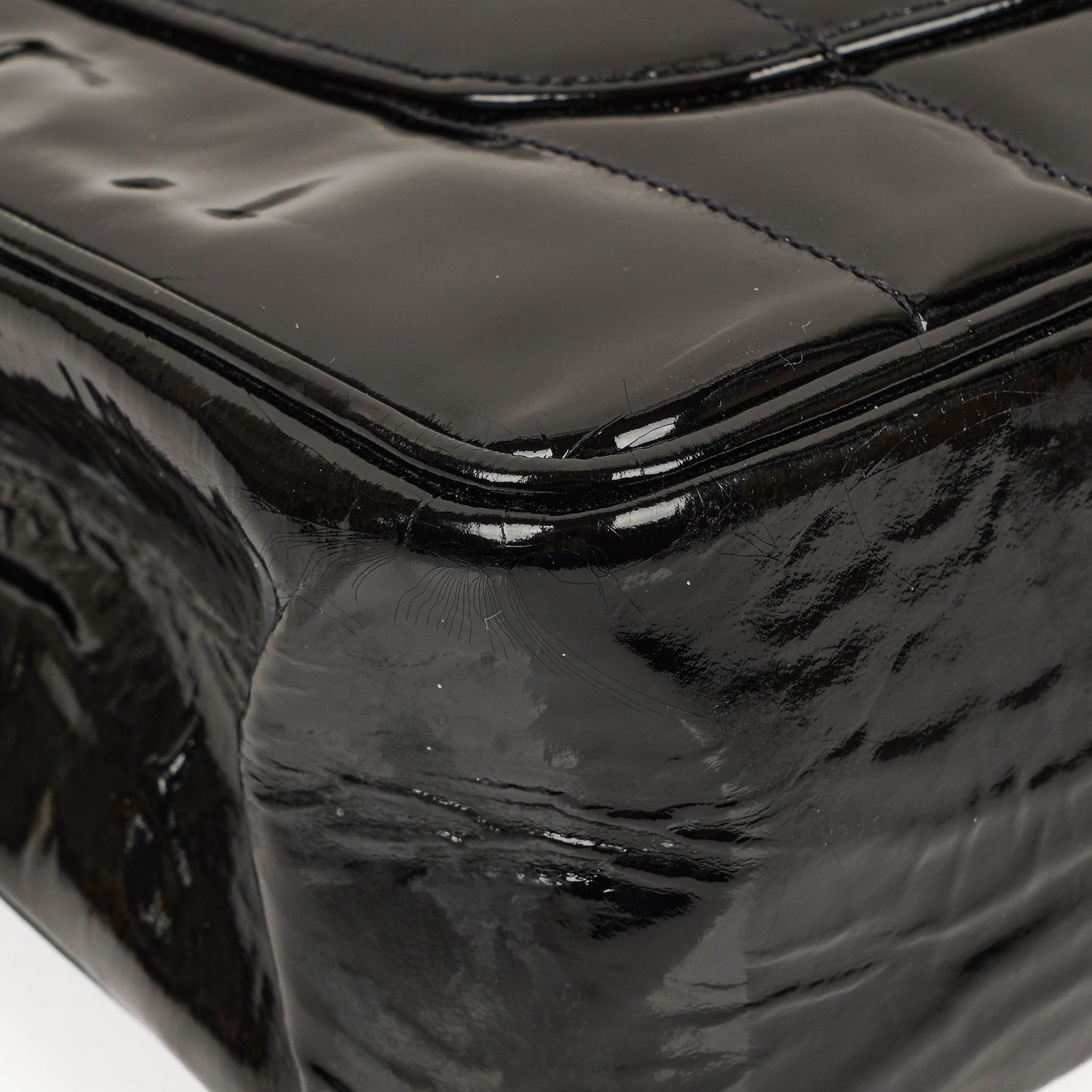 Chanel Jumbo CC Vertical Black Quilted Patent Leather Flap Bag 24K Gold-Plated Hardware