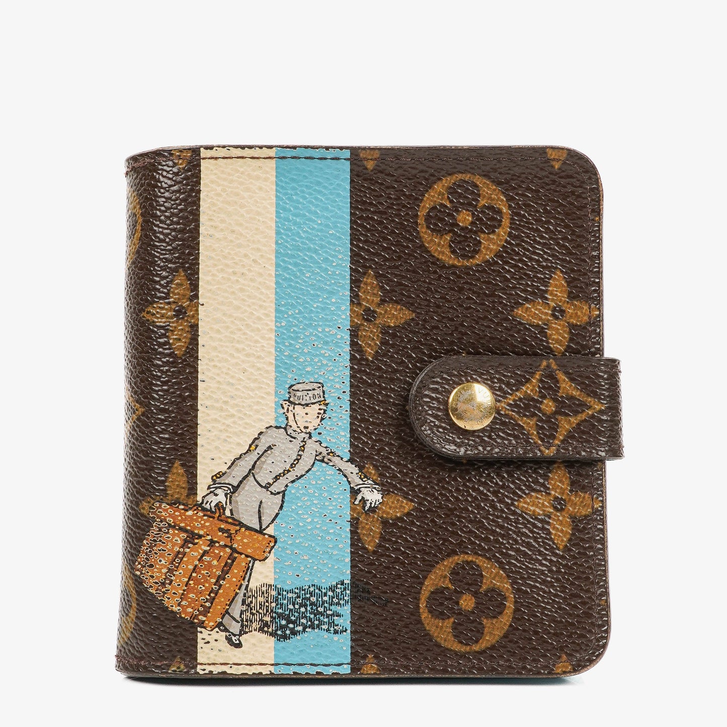 Louis Vuitton Blue Monogram Groom Limited Edition Compact Zippy Wallet