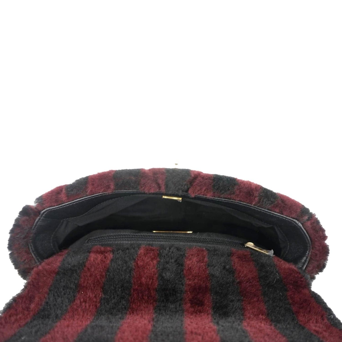 CHANEL 19 Flap Medium Striped Shearling Shoulder Bag Black