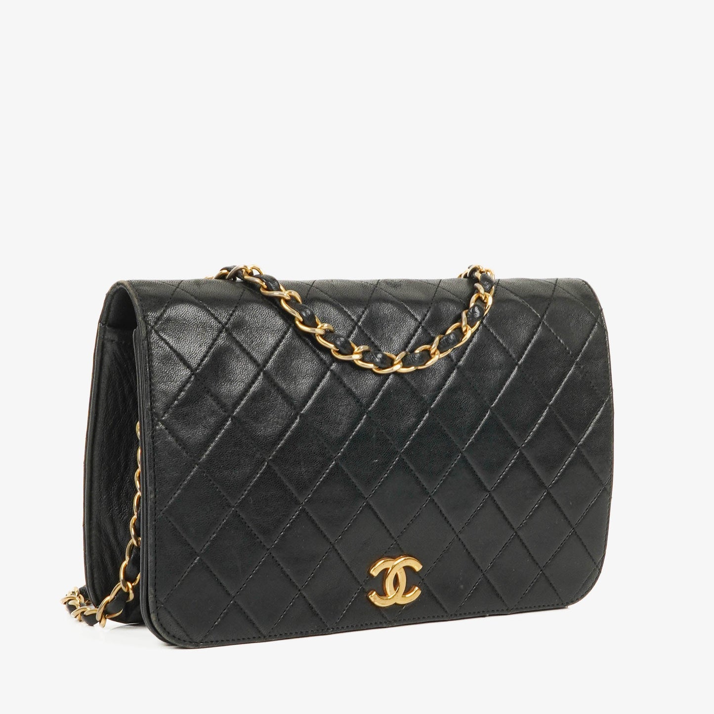 Chanel Classic Full Flap Bag Black Quilted Leather 24K Gold-Plated Hardware