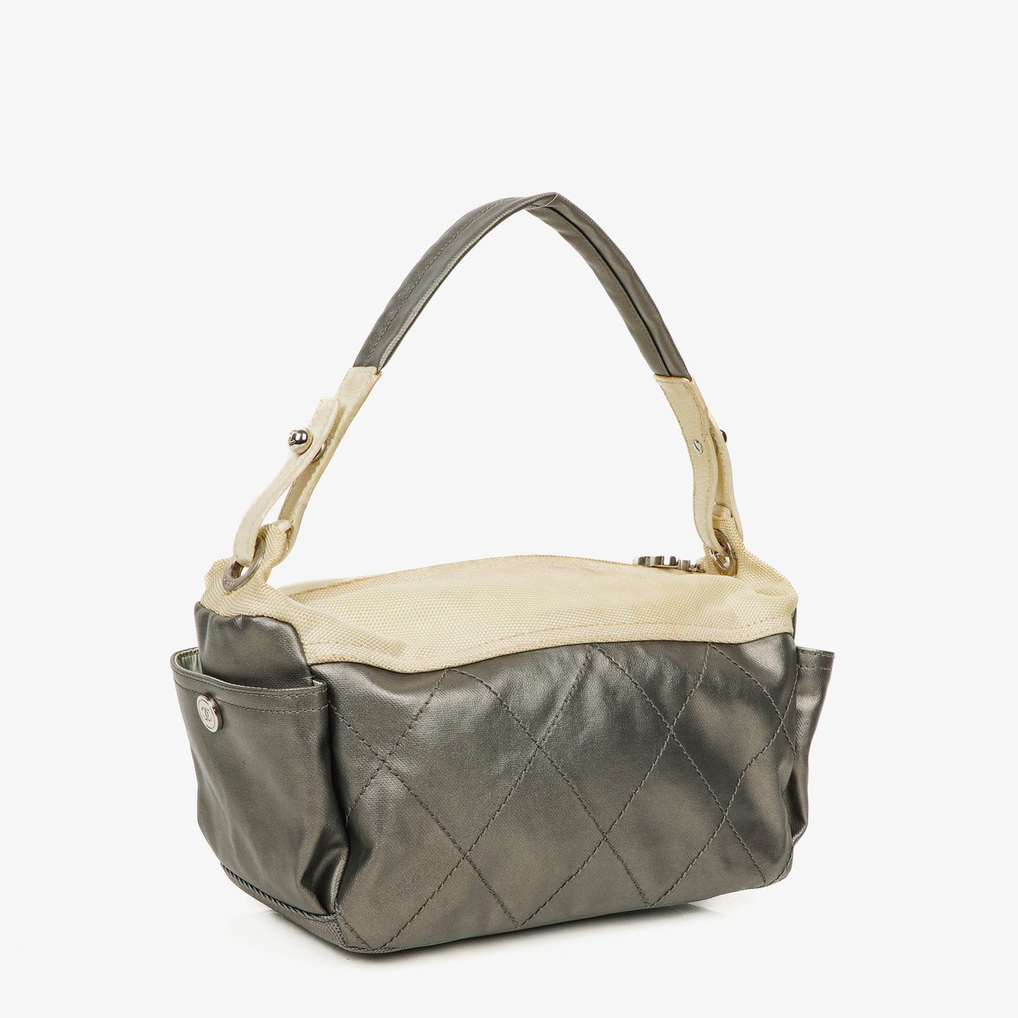 Chanel Paris-Biarritz Silver and Cream Hobo Bag
