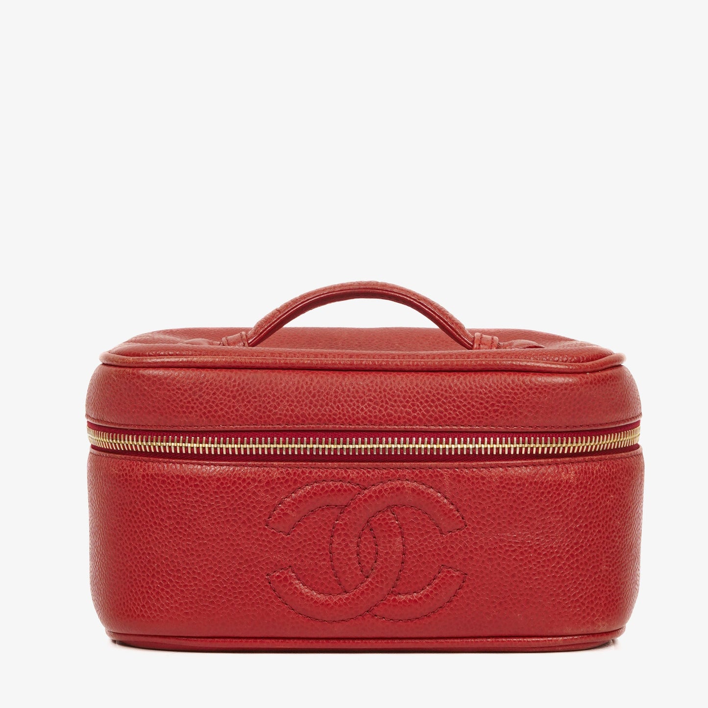 Chanel Red Leather Vanity Case
