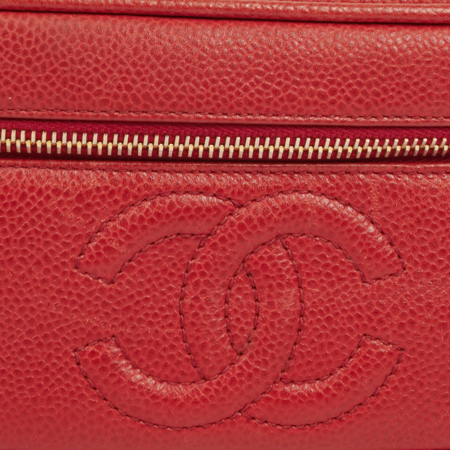 Chanel Red Leather Vanity Case