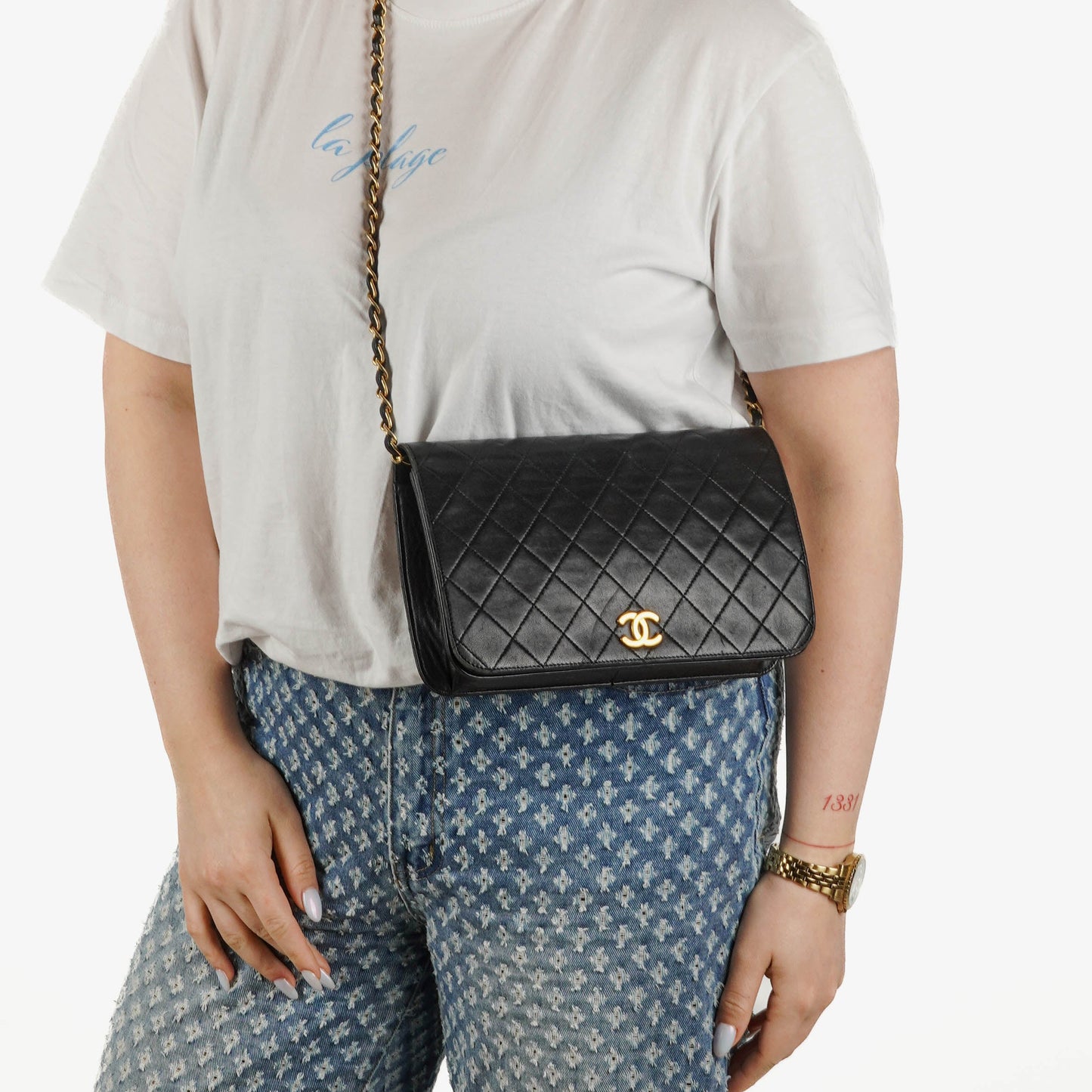 Chanel Classic Full Flap Bag Black Quilted Leather 24K Gold-Plated Hardware