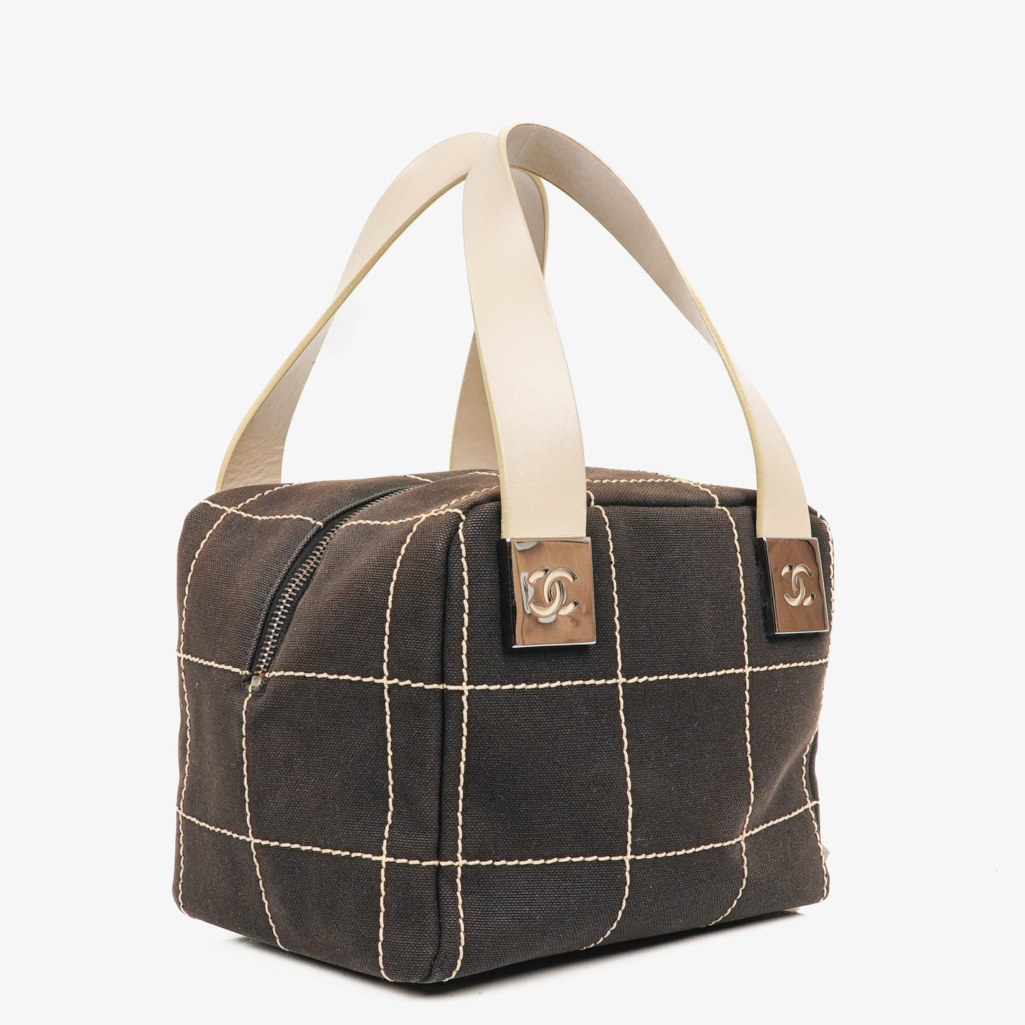 Chanel Boston bag in chocolate-stitched canvas, brown
