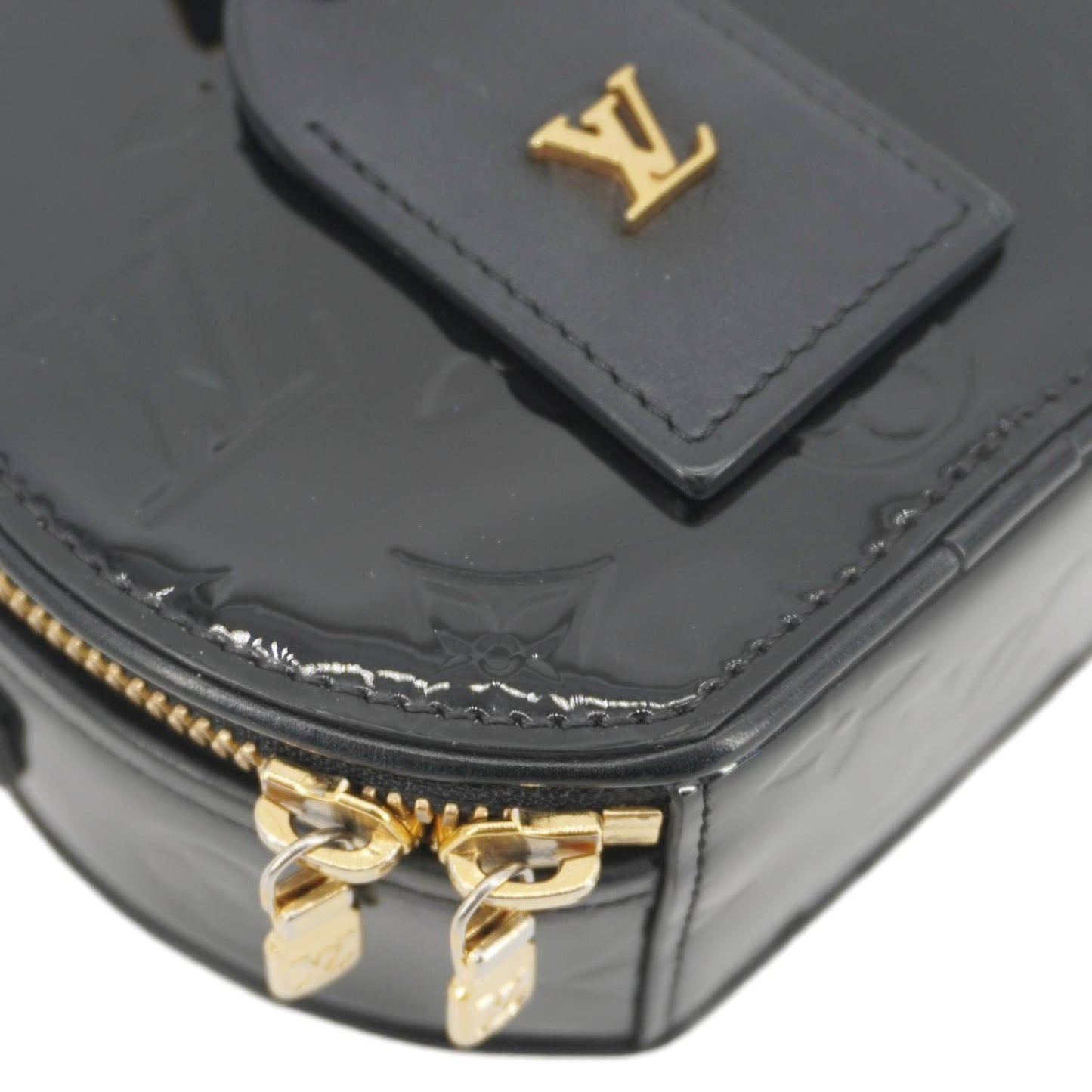 LOUIS VUITTON Boite Chapeau Souple Mini Monogram Vernis Shoulder Bag Black