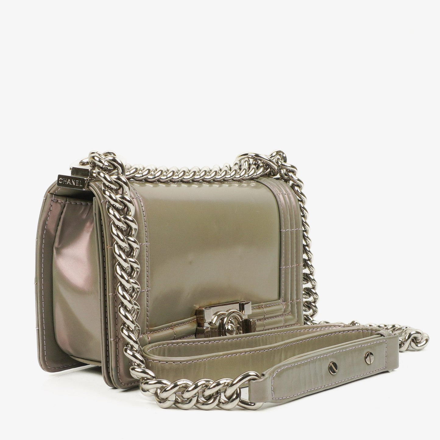 Chanel Light Purple Iridescent Glazed Calfskin Small Boy Flap Bag