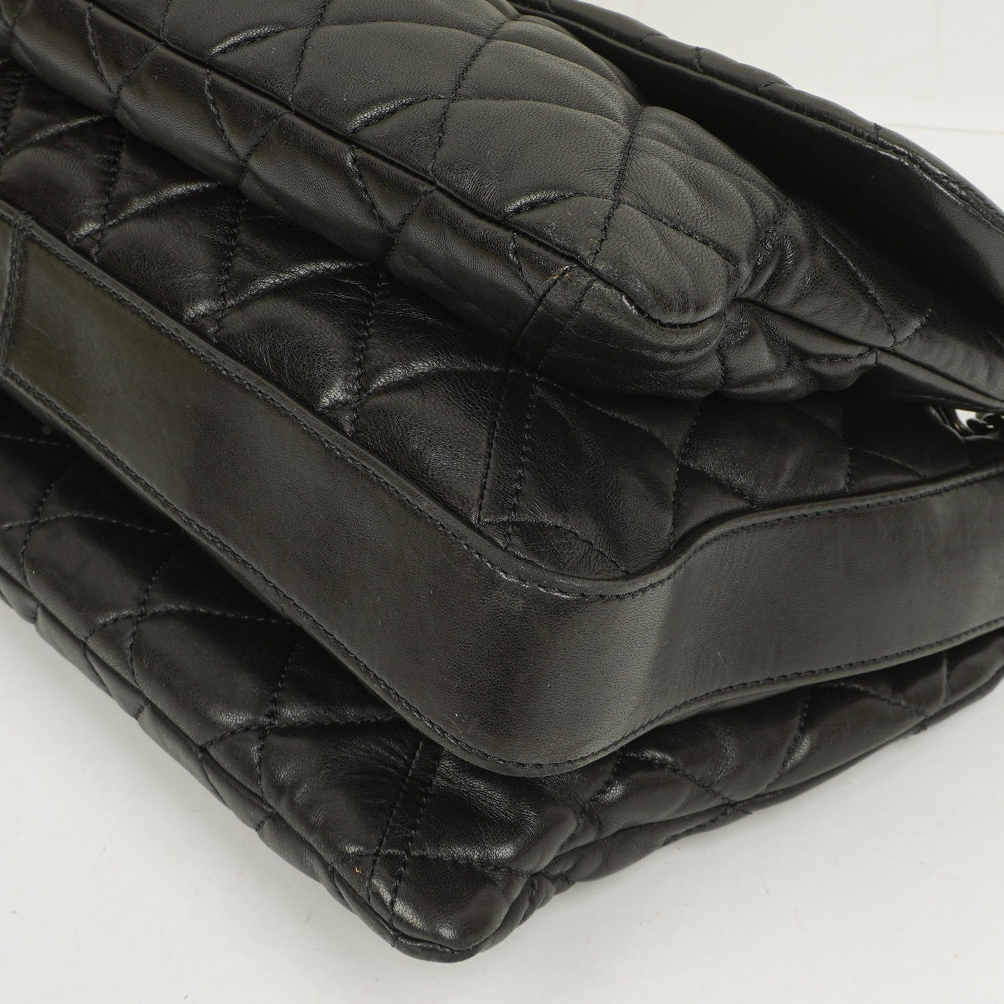 Chanel Black Quilted Lambskin Maxi 3 Accordion Flap Bag