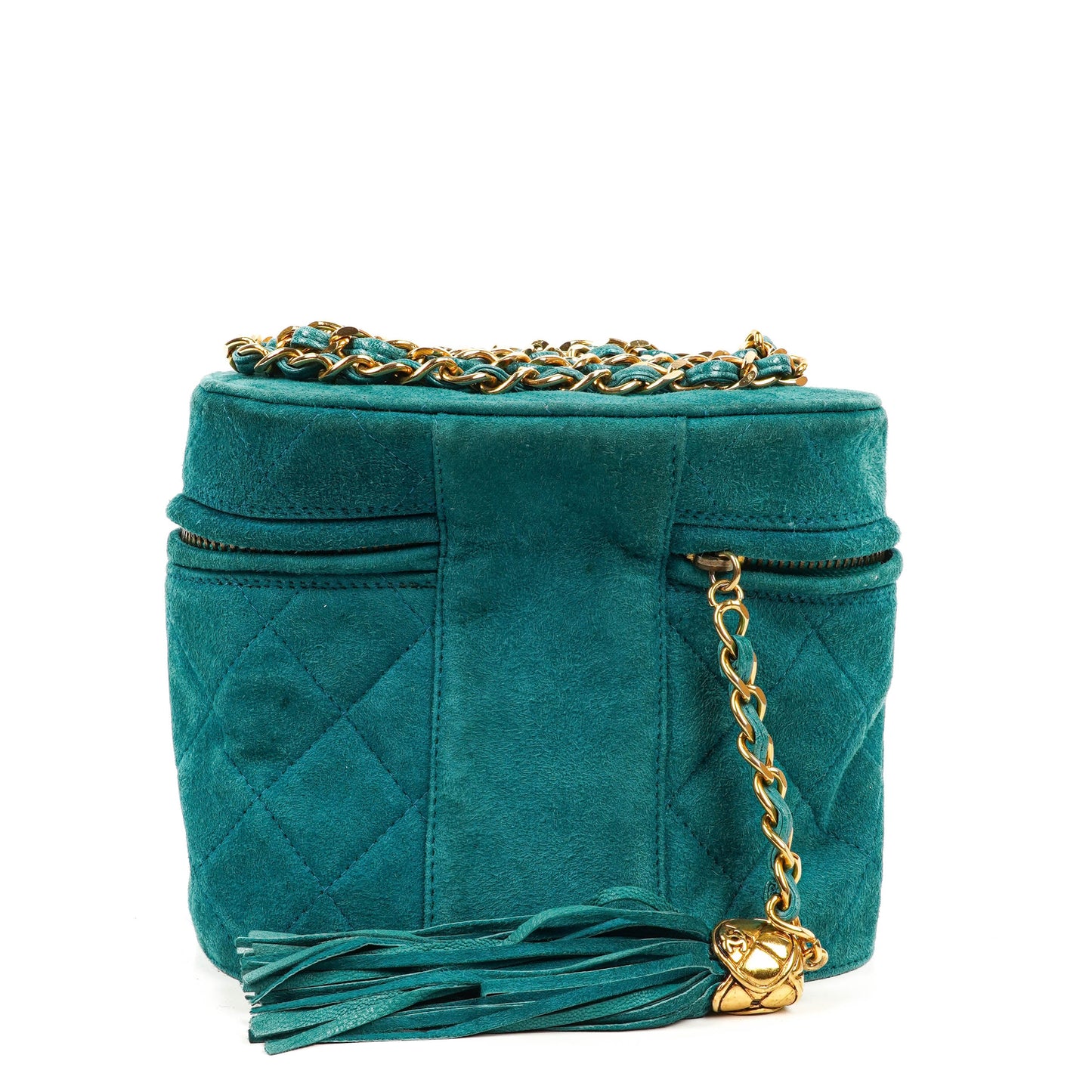 Chanel Quilted Suede Vanity Case